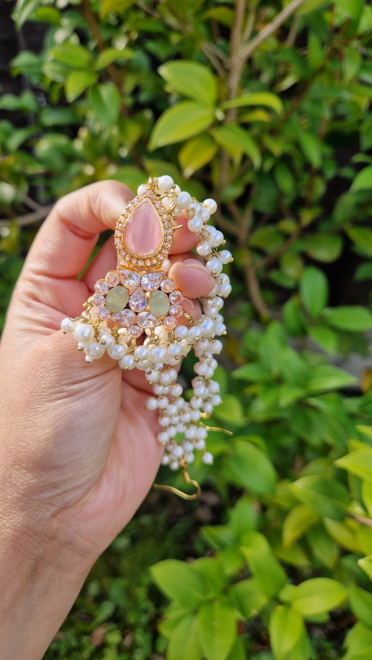 MYRA - Beautiful Pakistani Pearl inspired set - PINK & GREEN Pearl.