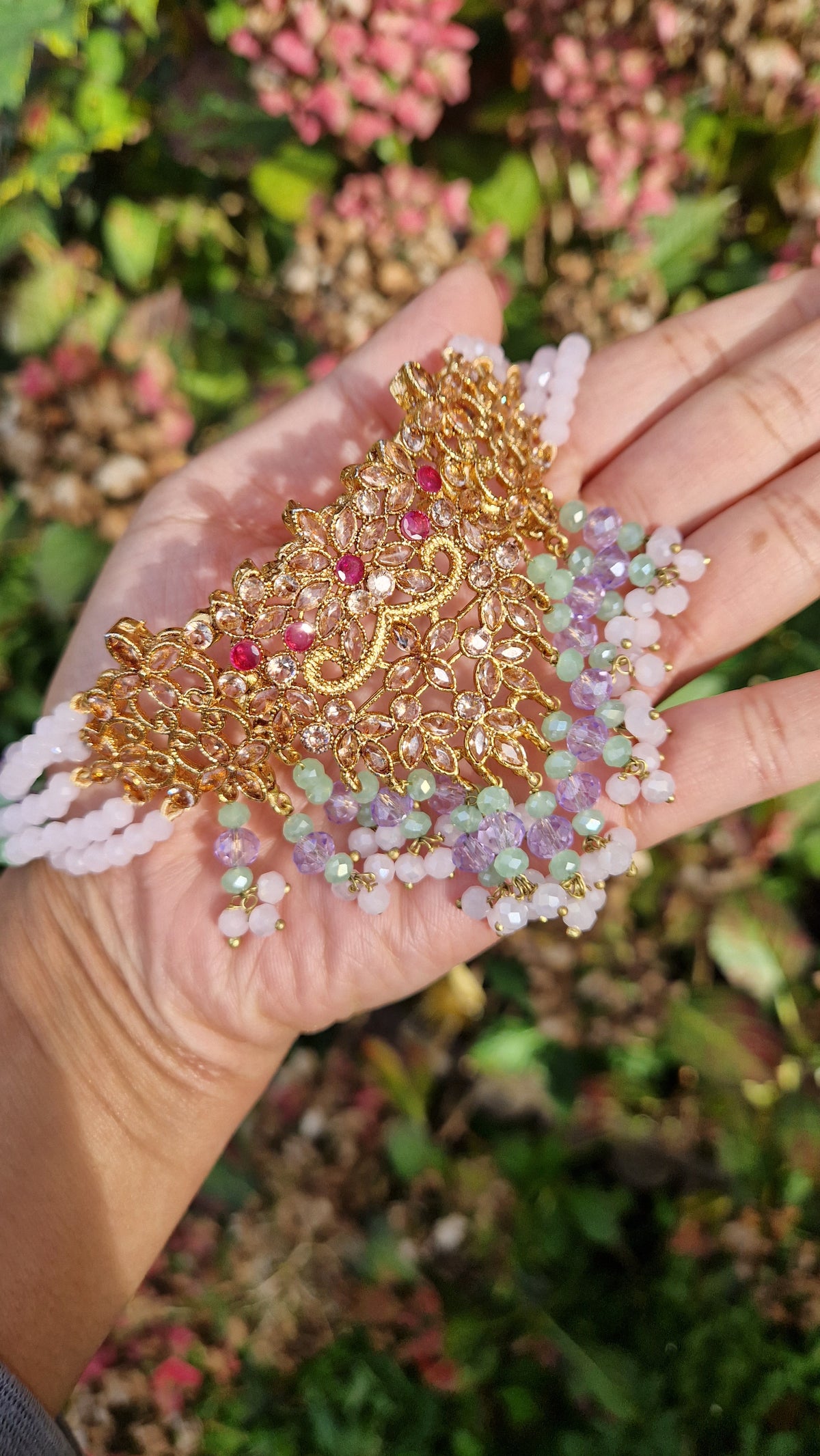 NAZIA- Stunning Mehndi Pakistani Choker Set - Lilac, Pink and Mint *INTRODUCTORY OFFER*