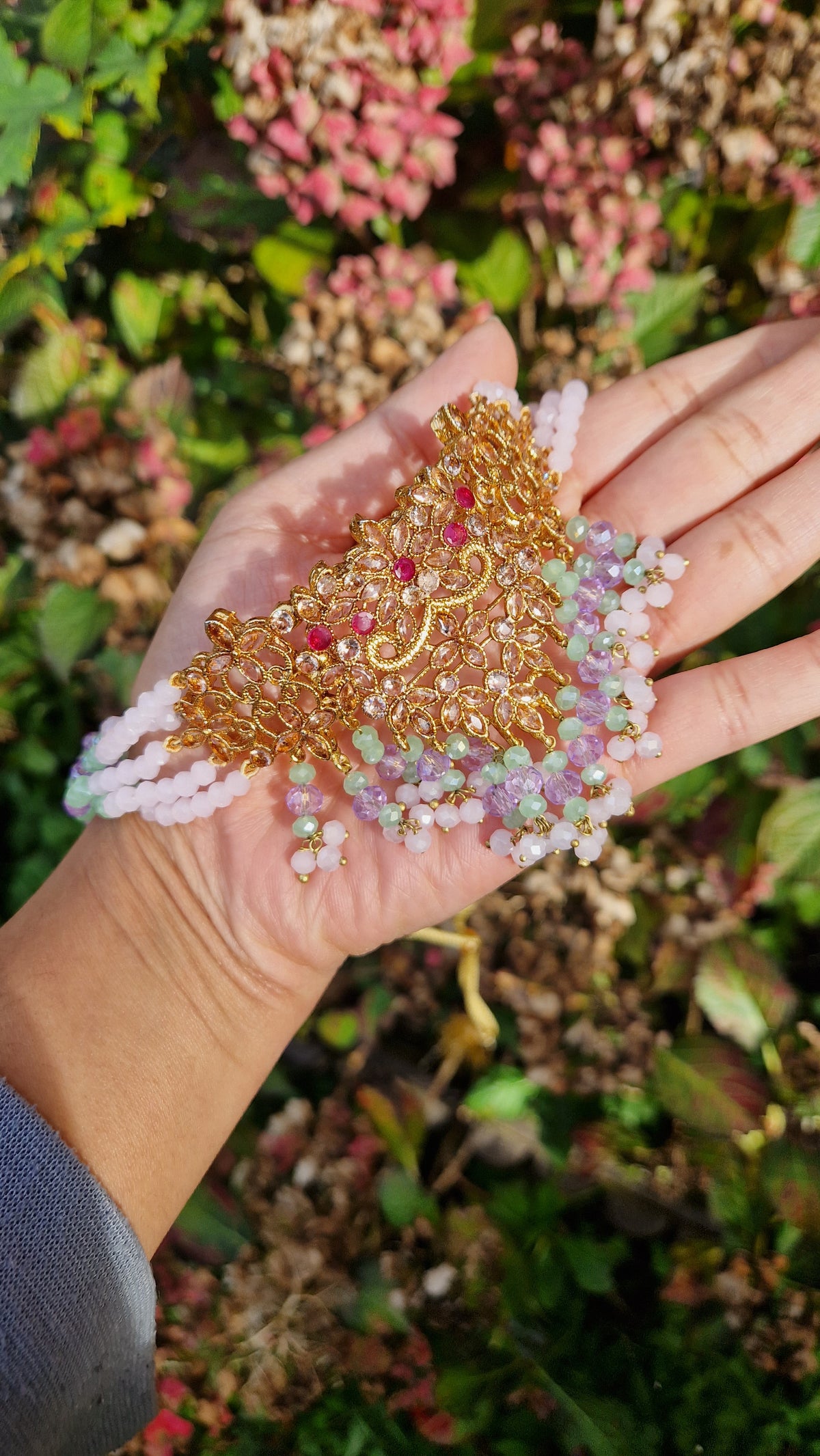 NAZIA- Stunning Mehndi Pakistani Choker Set - Lilac, Pink and Mint *INTRODUCTORY OFFER*