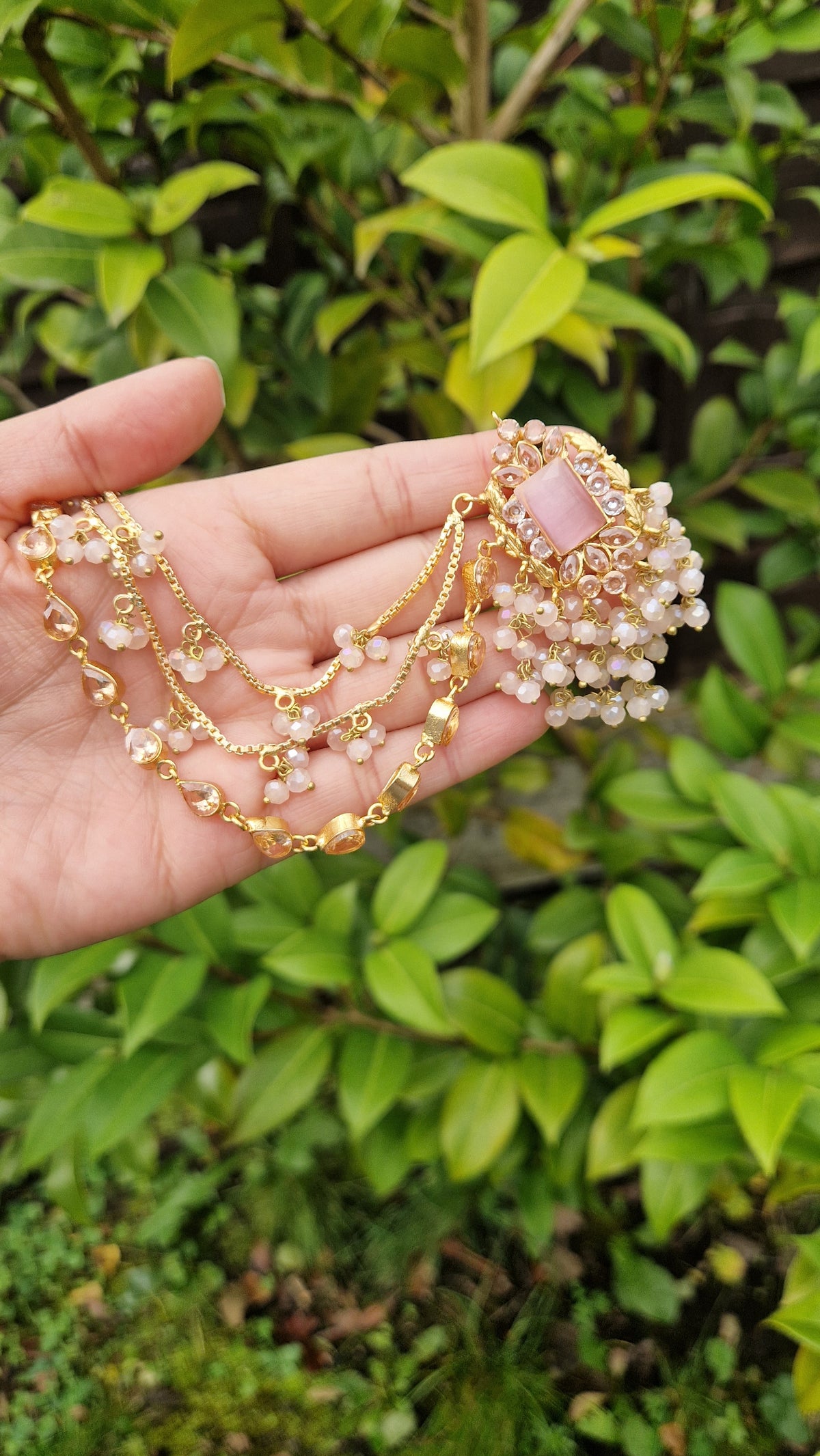SELMA- Beautiful Pakistani Earrings and Tikka  - PINK