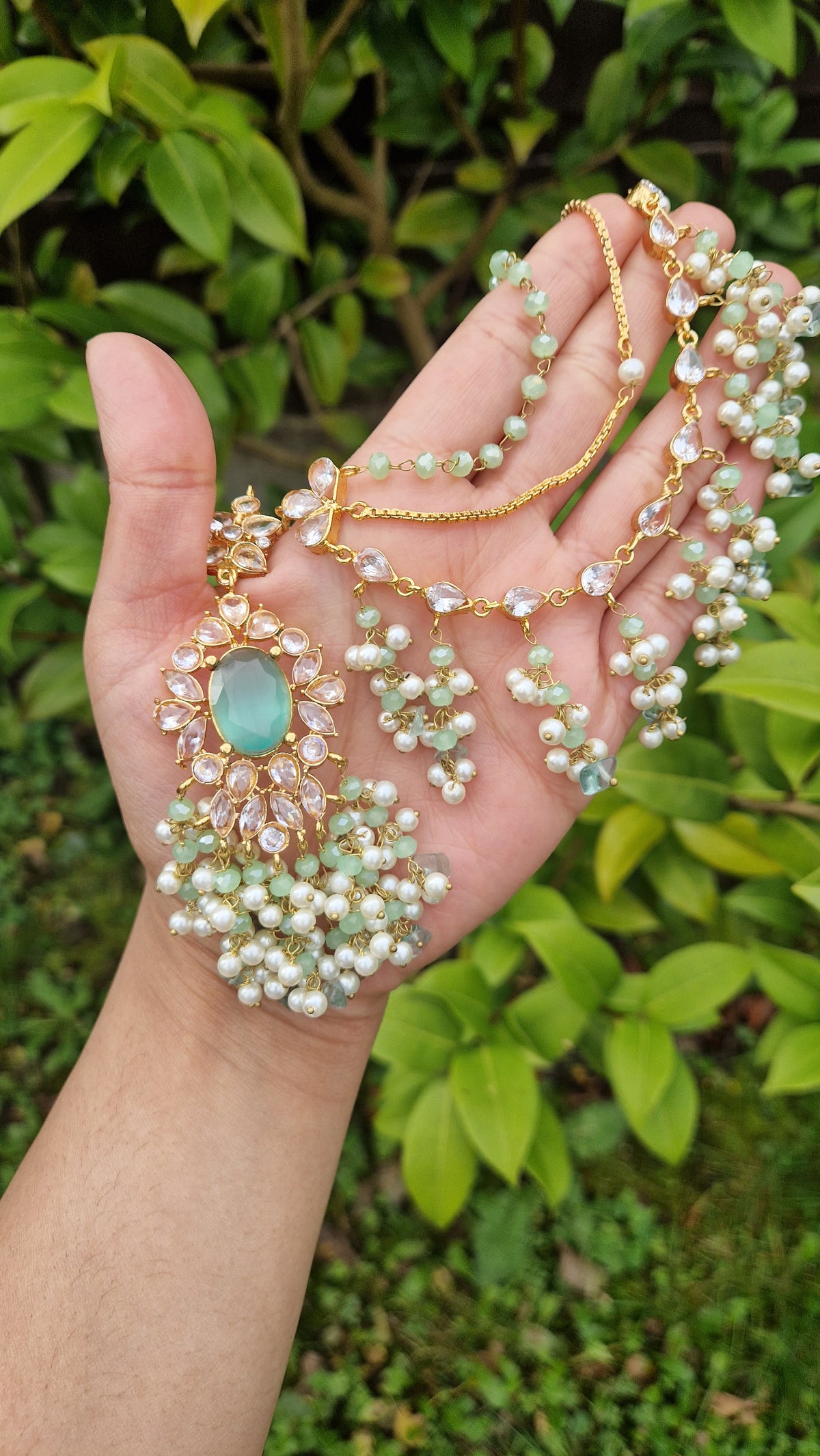 MEERI - Beautiful Pakistani 4 piece Elegant Set - Green/Mint