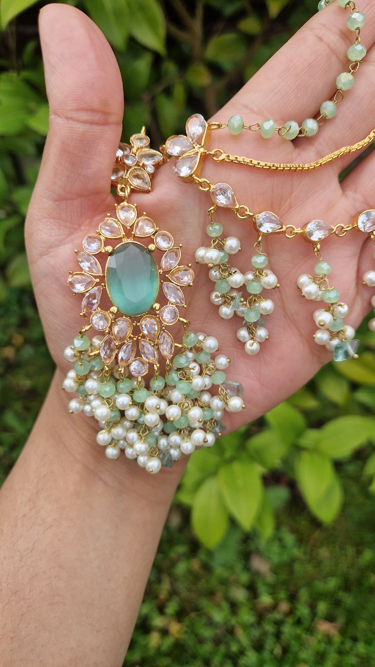 MEERI - Beautiful Pakistani 4 piece Elegant Set - Green/Mint