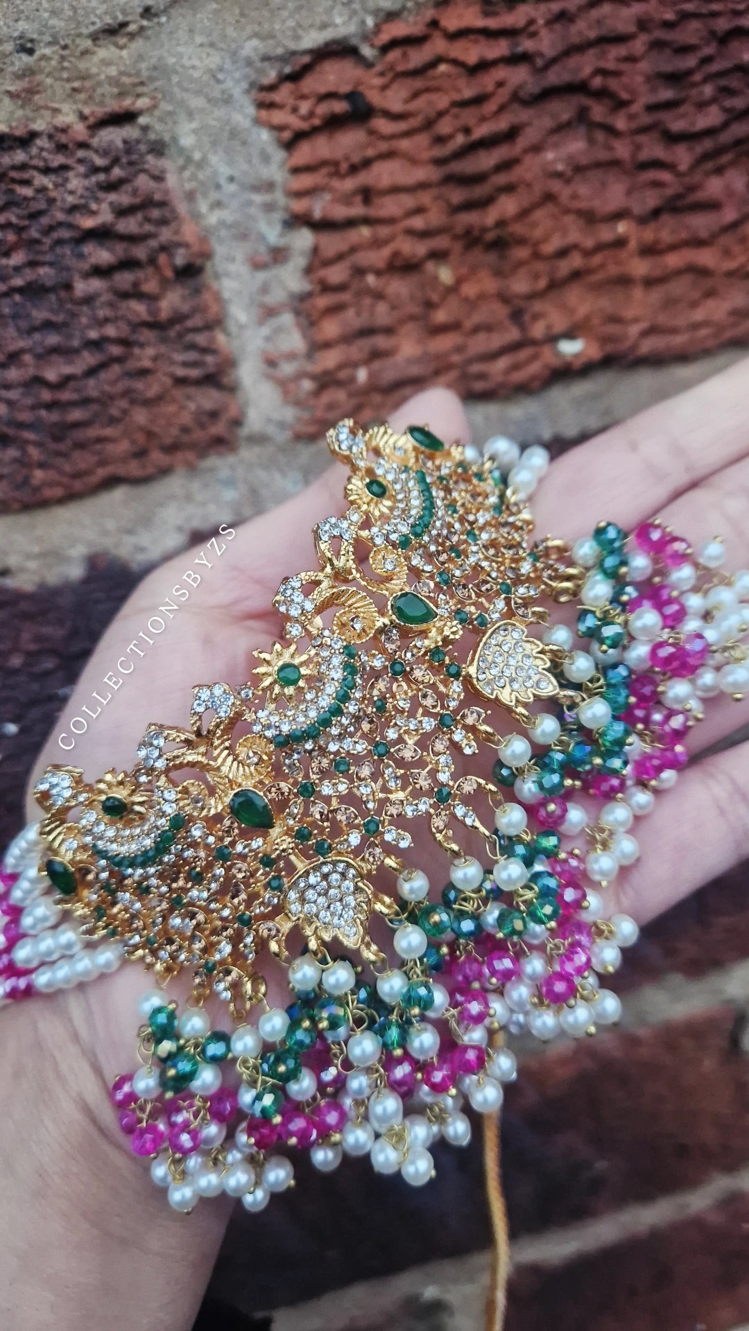 MISBAH  -  Sea Green & Shocking Pink Pakistani Jewellery set