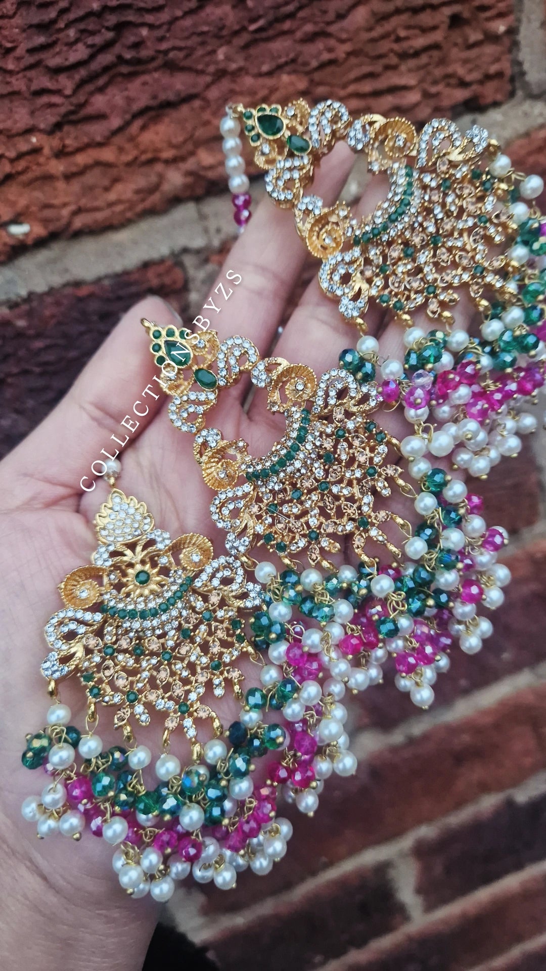 MISBAH  -  Sea Green & Shocking Pink Pakistani Jewellery set