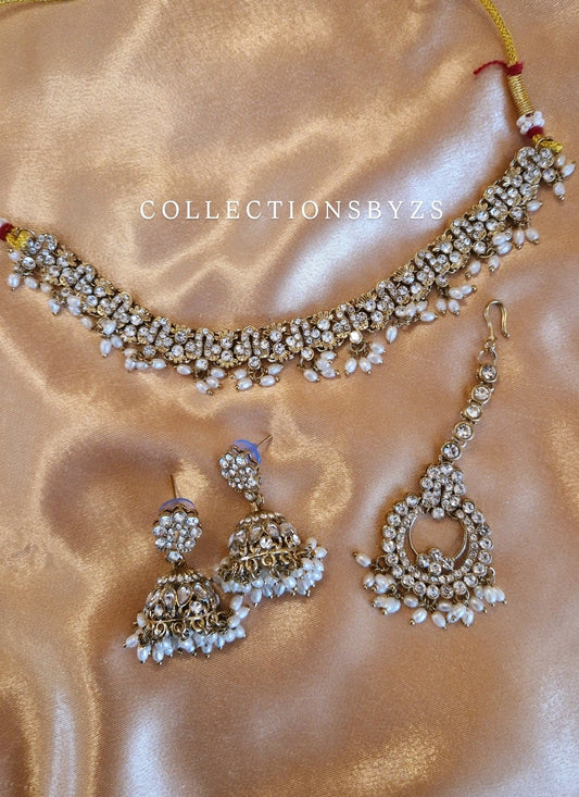 F A R A H - MINI elegant Indian Necklace and Jhumka Set - Value