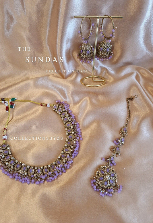 S U N D A S-Indian Jewellery Set - LILAC