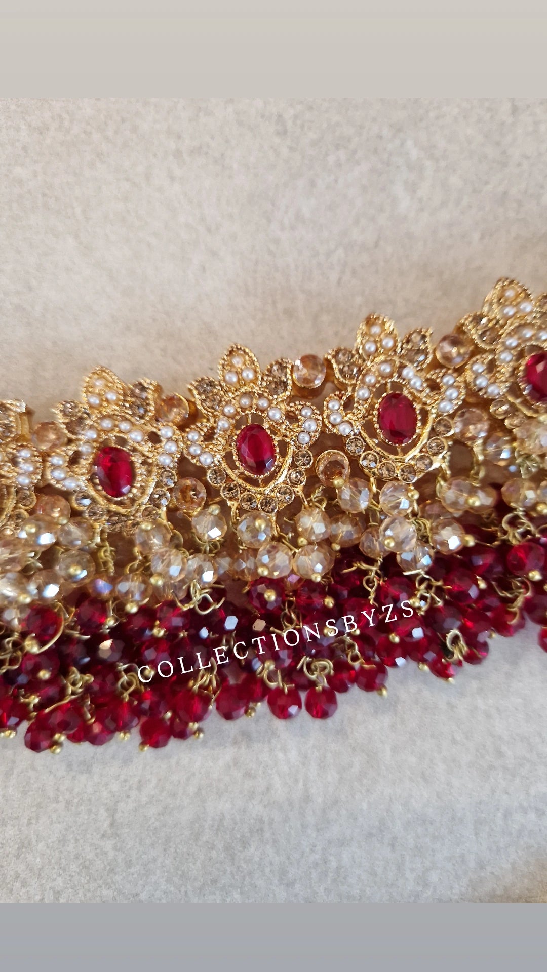 ILMA- Luxurious Pakistani Choker Set -  MAROON/RED