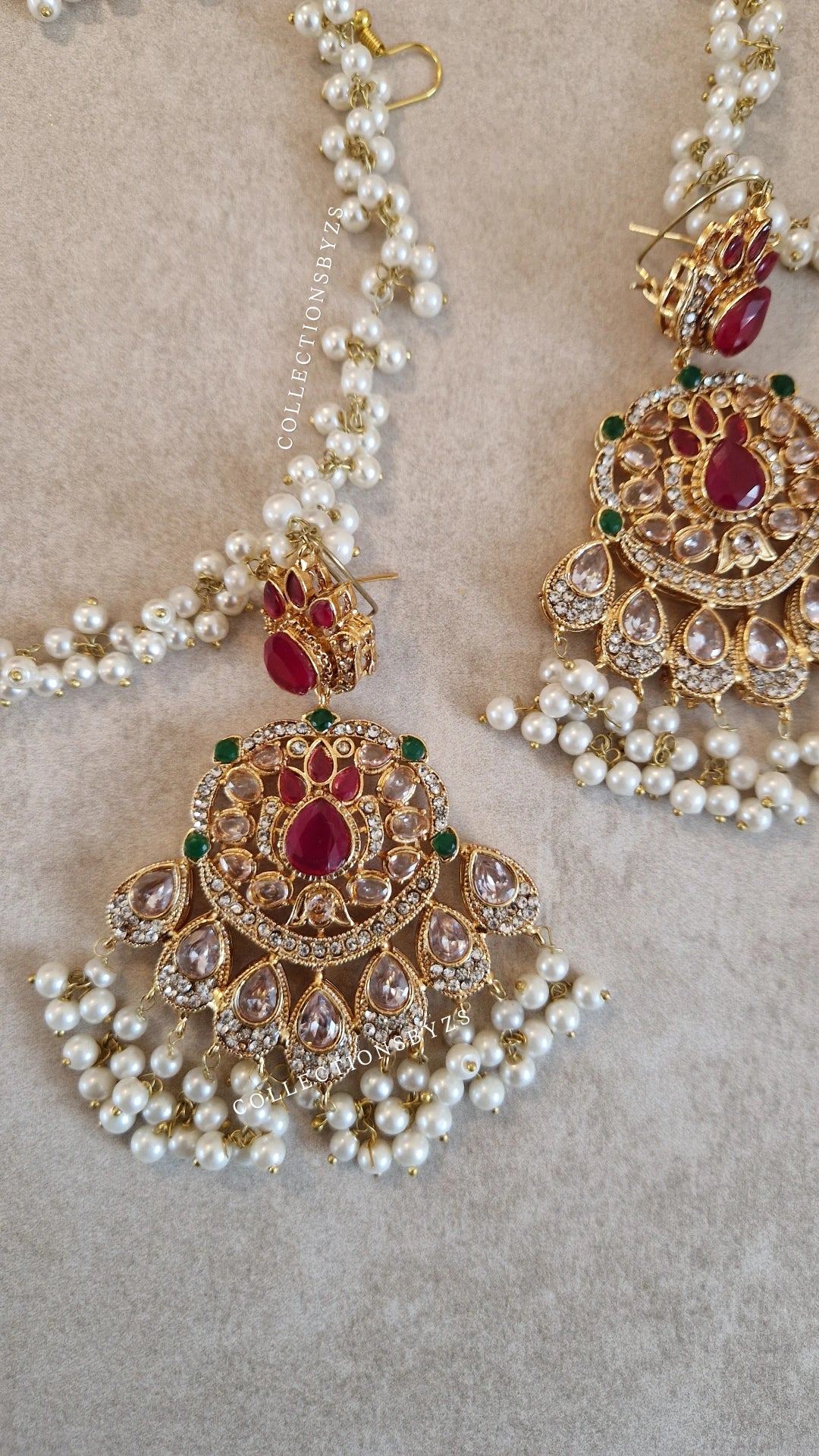 SUMERA - LUXURIOUS Elegant - Earrings, Tikka & Jhumar Set.