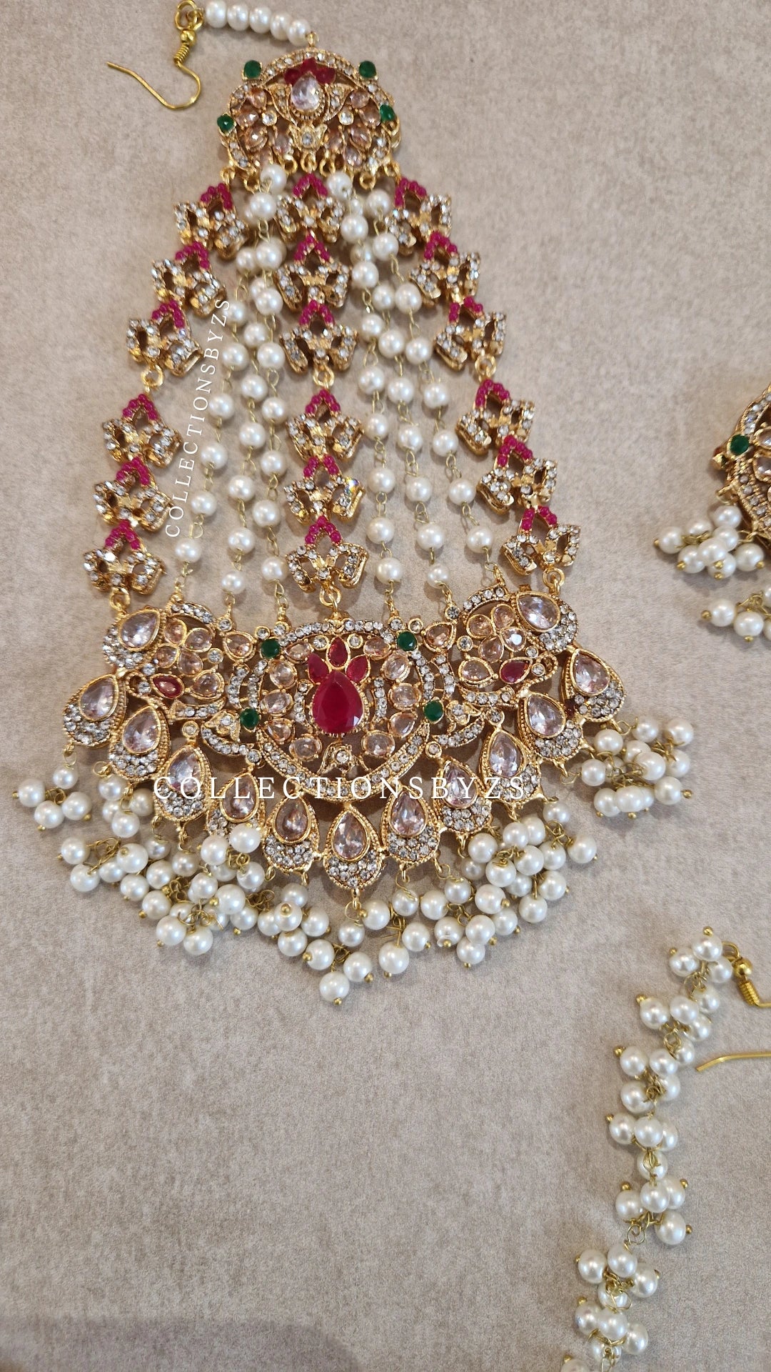 SUMERA - LUXURIOUS Elegant - Earrings, Tikka & Jhumar Set.