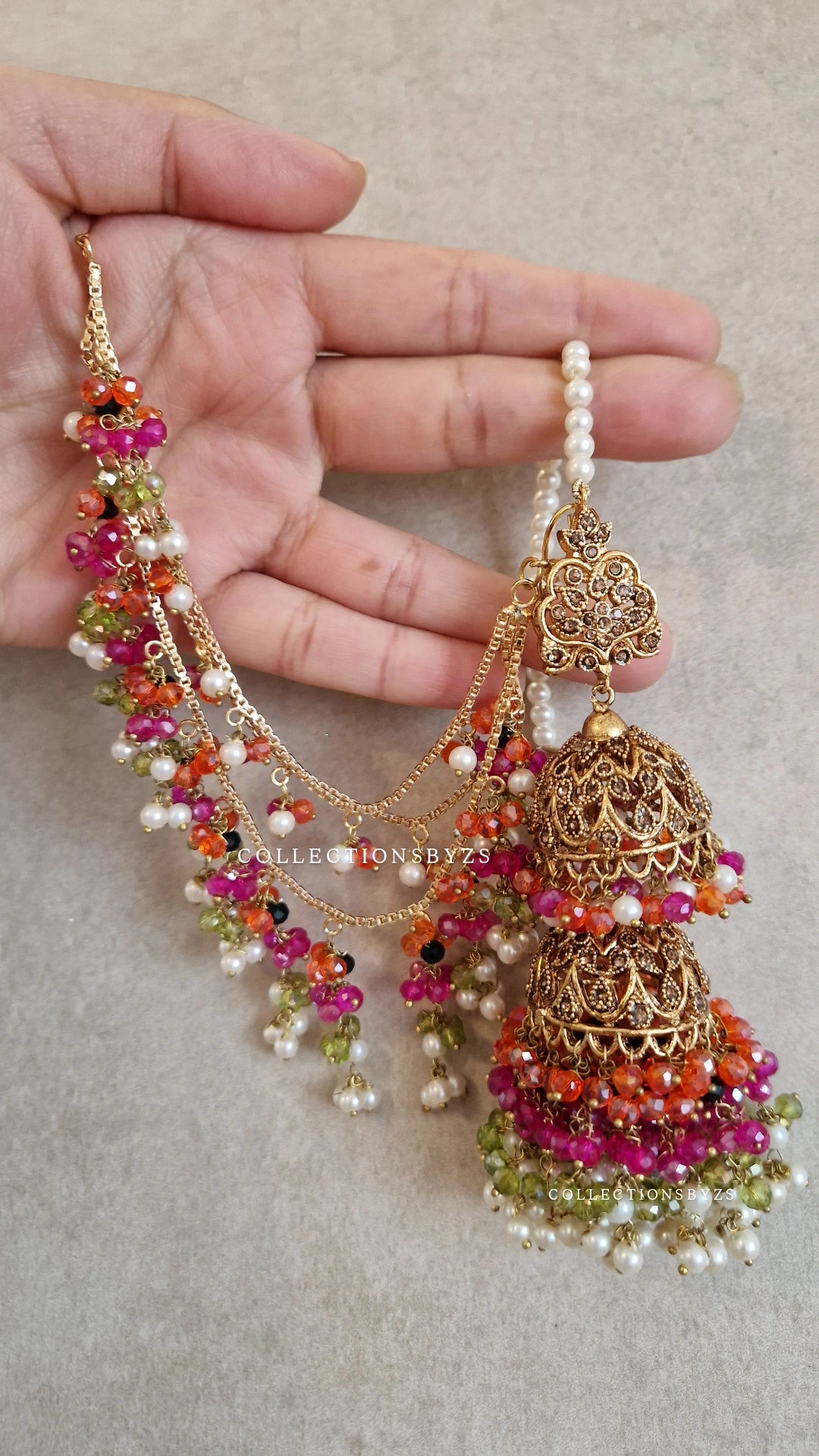 FARIYAH- Stunning Pakistani style bridal Earrings &  Tikka Set