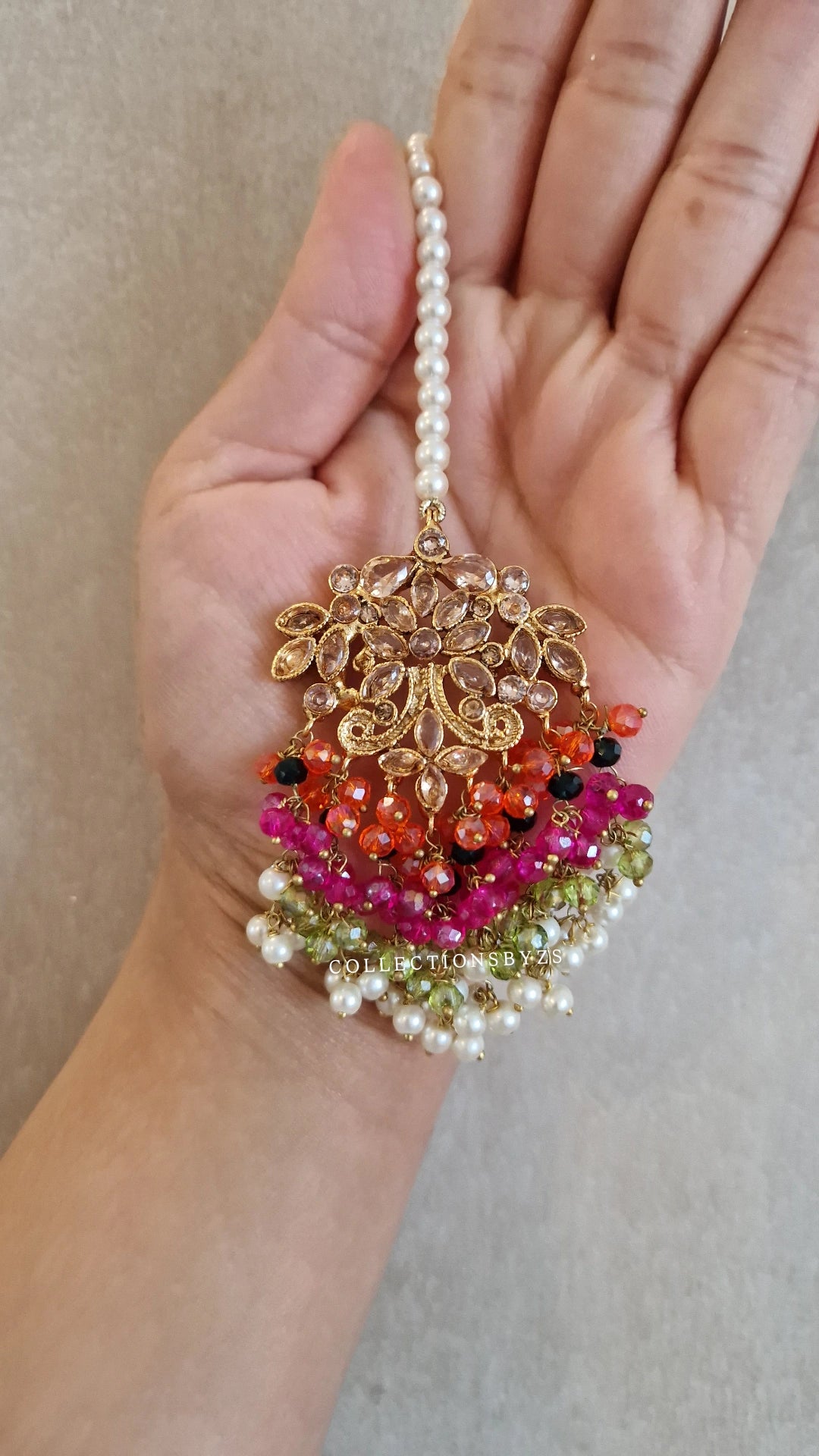 FARIYAH- Stunning Pakistani style bridal Earrings &  Tikka Set