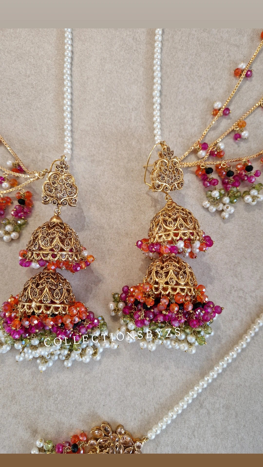 FARIYAH- Stunning Pakistani style bridal Earrings &  Tikka Set