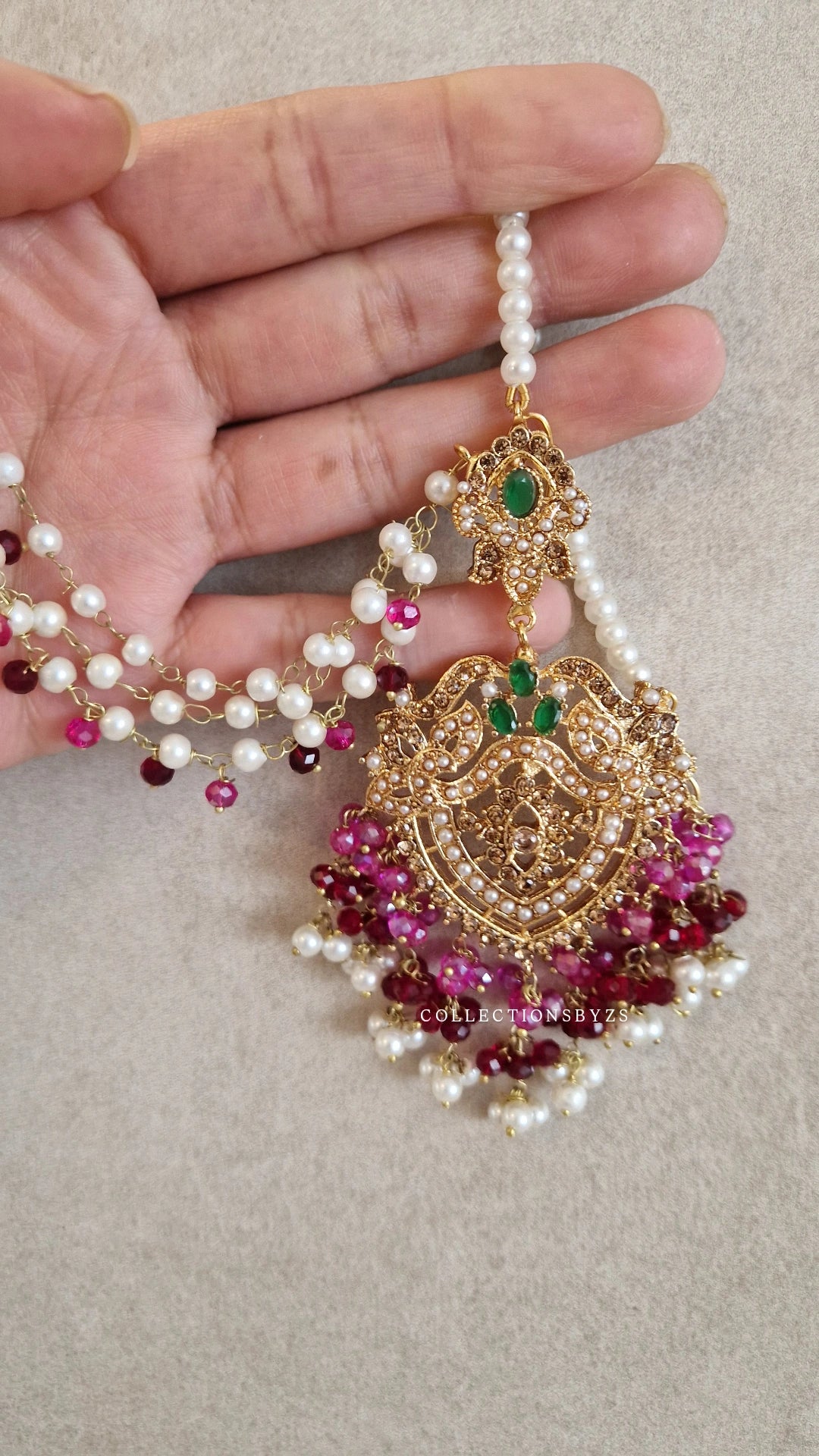 ILMA - Luxurious Pakistani Choker Set -  MAROON, PINK AND GREEN