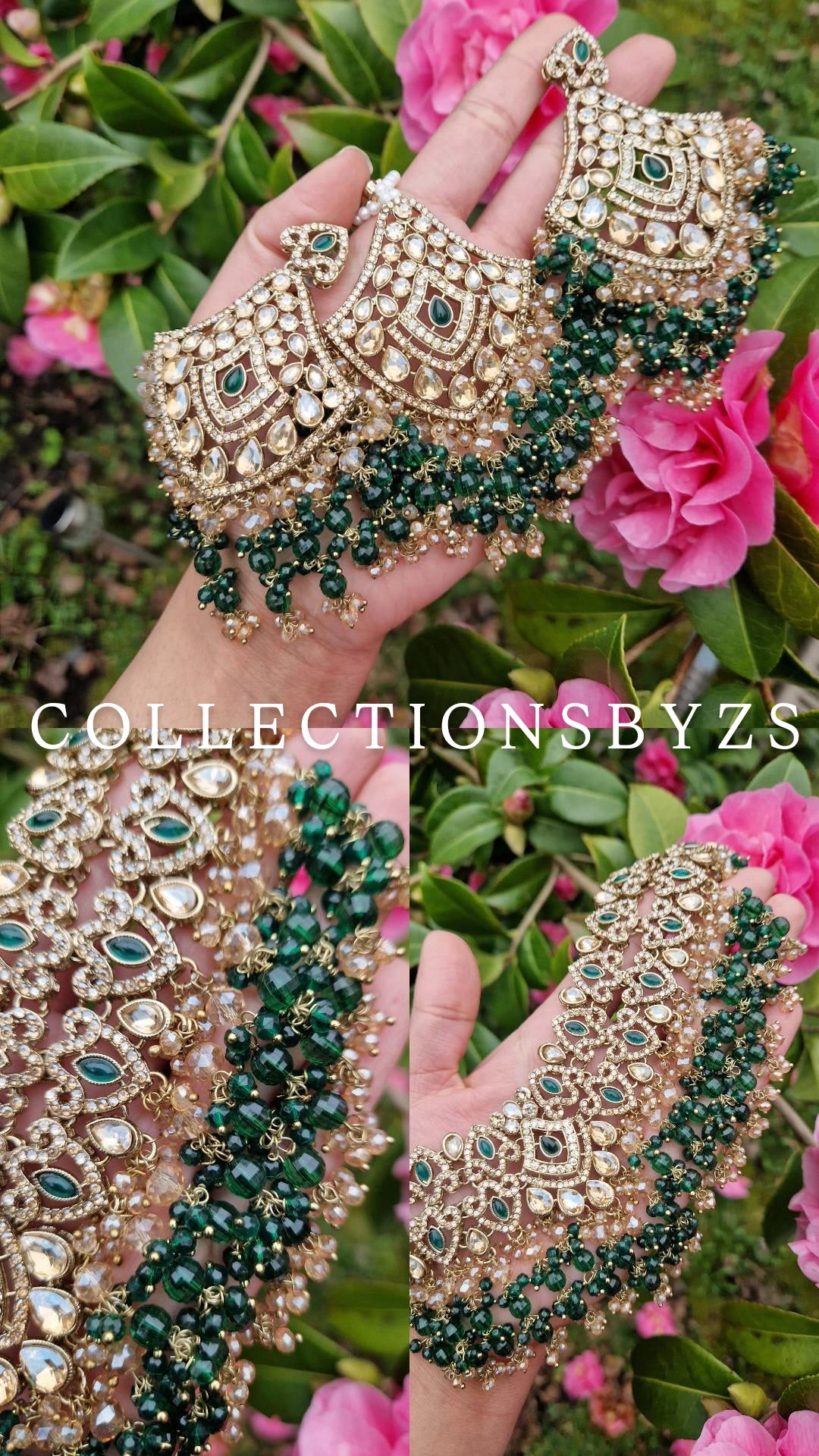 KAAMILAH - Stunning Oversized Indian Jewellery Set - GREEN