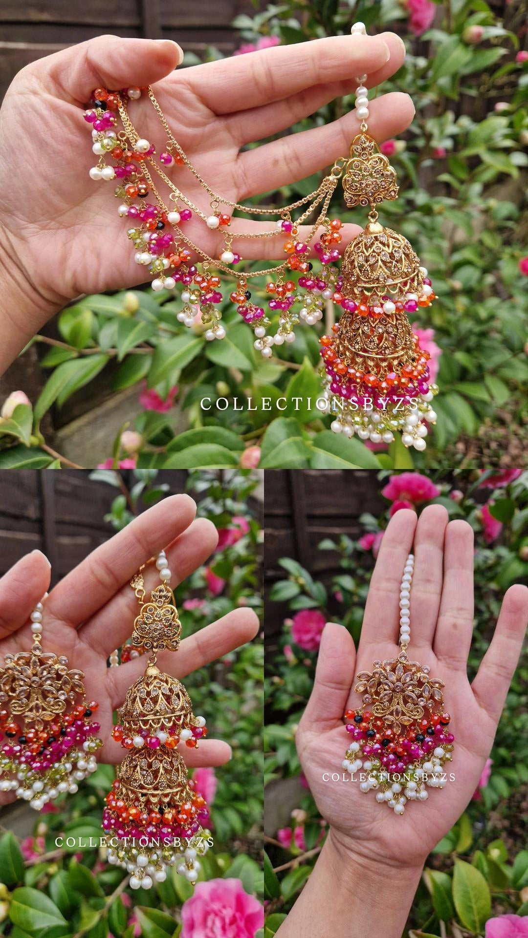 FARIYAH- Stunning Pakistani style bridal Earrings &  Tikka Set
