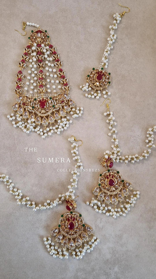 SUMERA - LUXURIOUS Elegant - Earrings, Tikka & Jhumar Set.