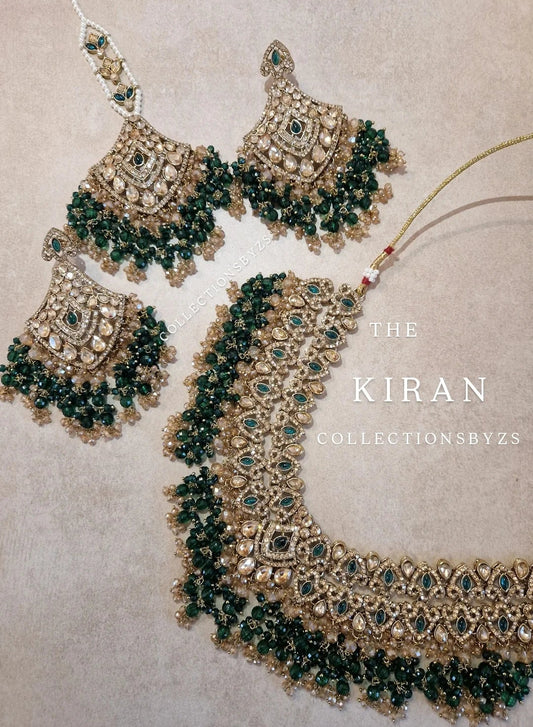 KIRAN- Stunning Oversized Indian Jewellery Set - GREEN