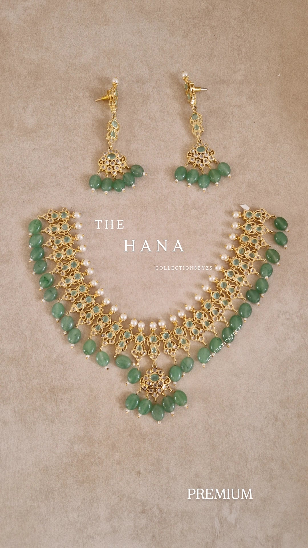HANA - *Premium* range - Indian Golden Necklace and Earrings Set