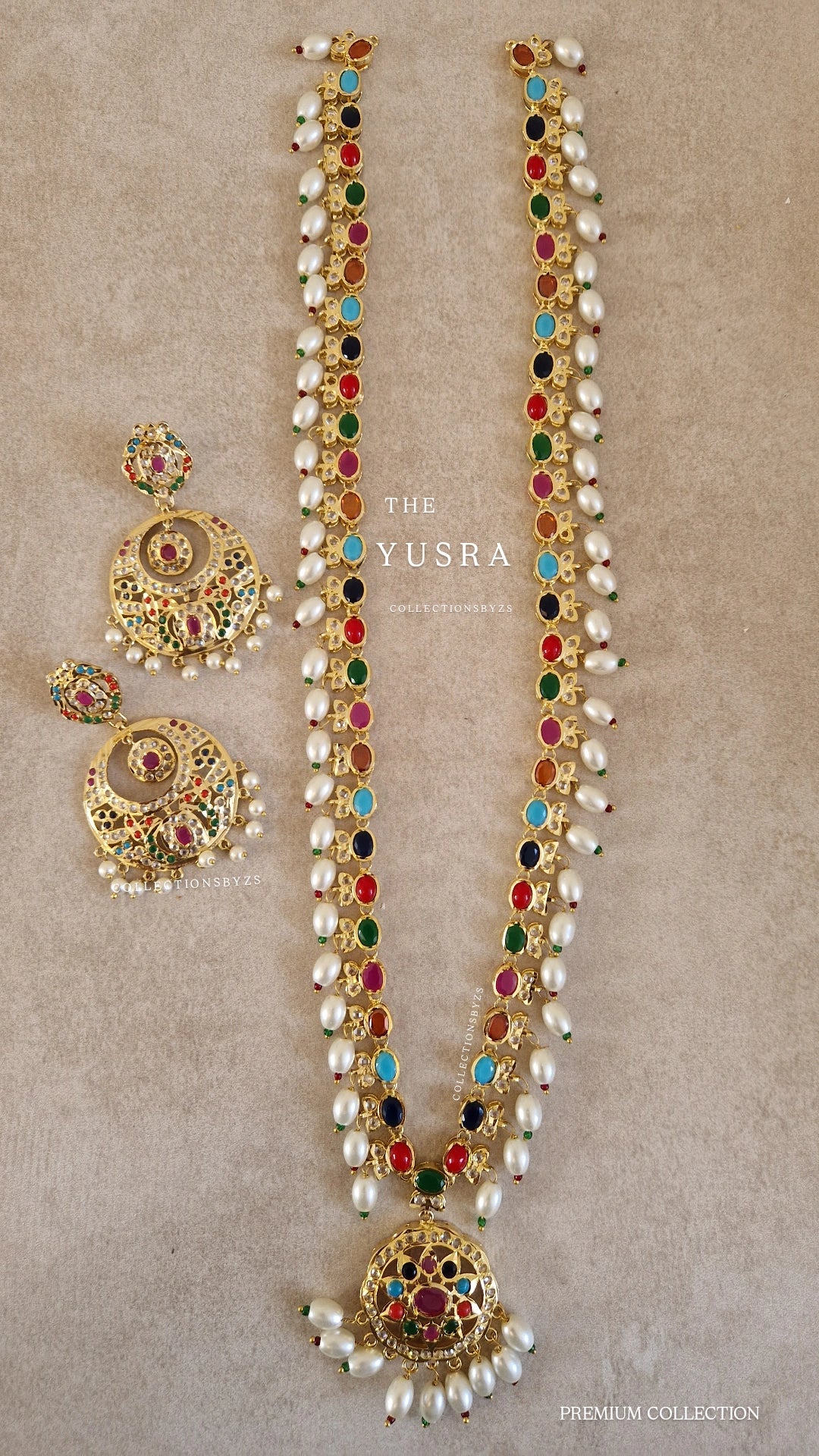 YUSRA - *Premium* range - Multicoloured Hyderabadi Jadu Mala and Earrings Set