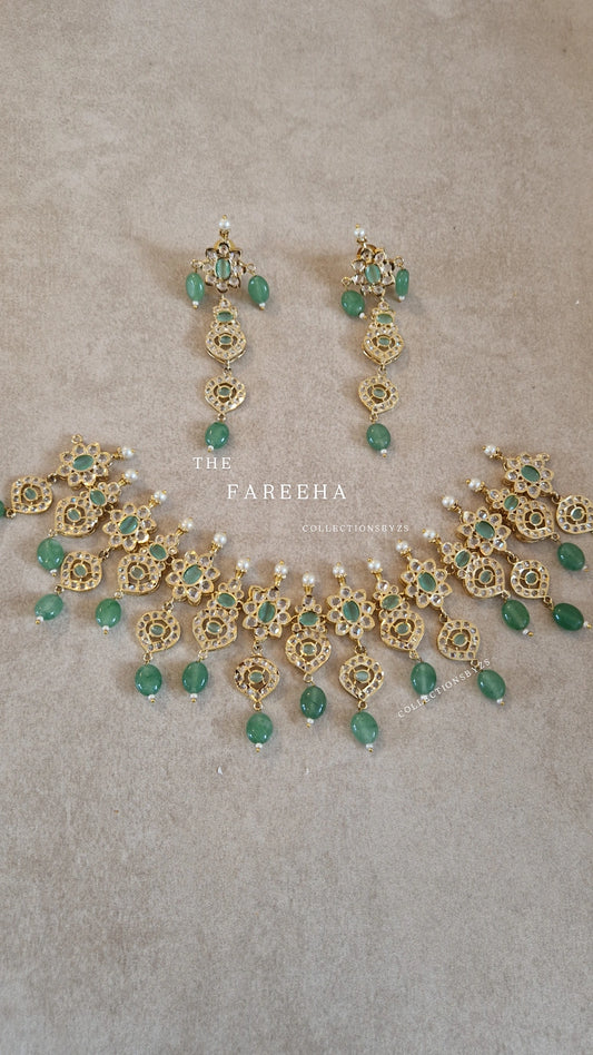 FAREEHA Indian Premium Jewellery Set - Golden and Jade