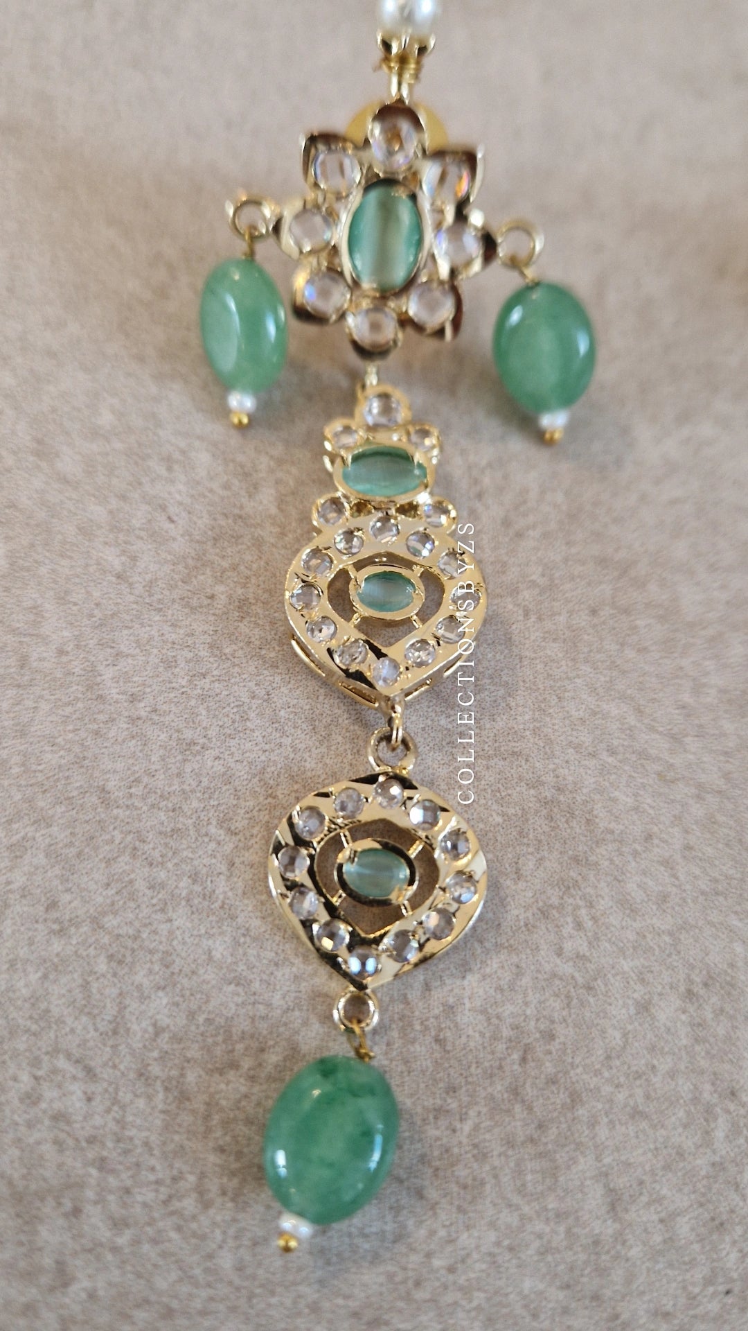 FAREEHA Indian Premium Jewellery Set - Golden and Jade