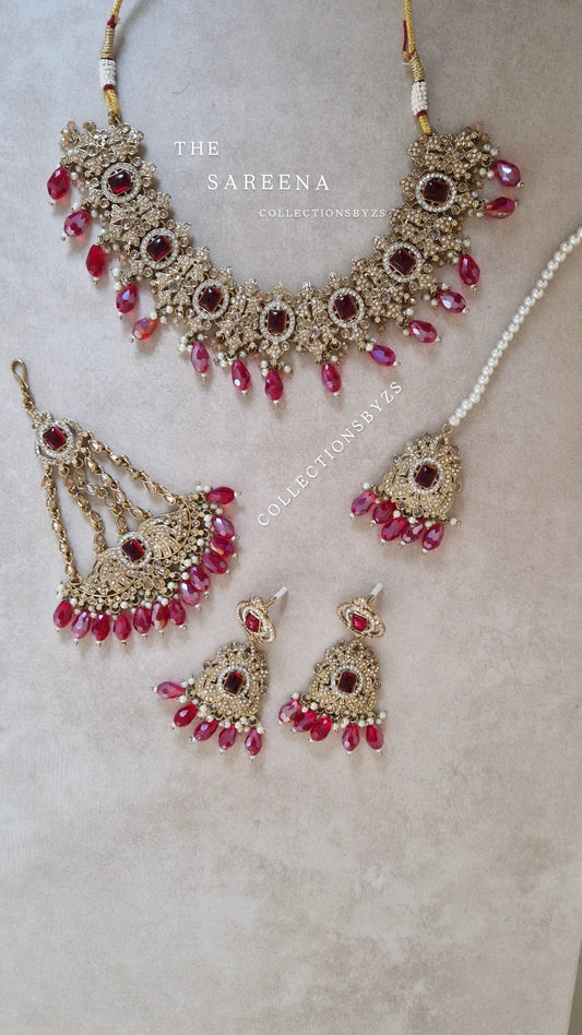 SAREENA- Elegant Indian Small  Red Jewellery Set