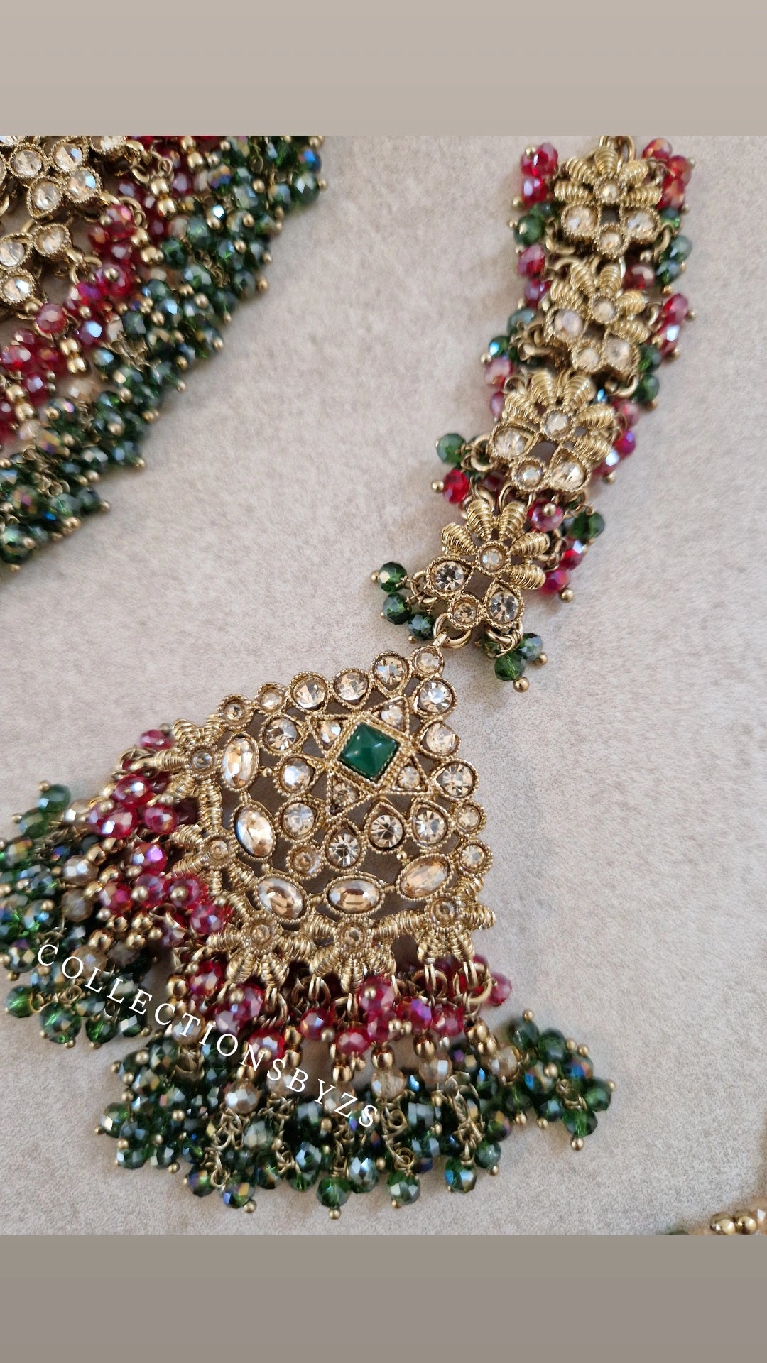 AMELIA-  Bridal/Semi Bridal Indian Jewellery set - MAROON & GREEN