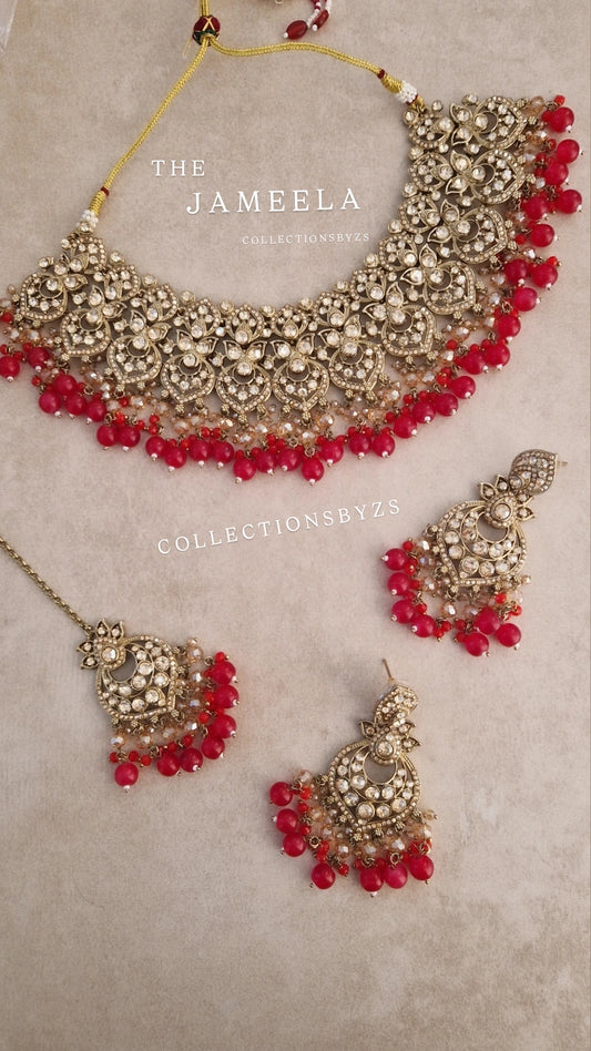 JAMEELA - IMPERFECT Indian Party Wear Set -CLEARANCE BRIGHT RED