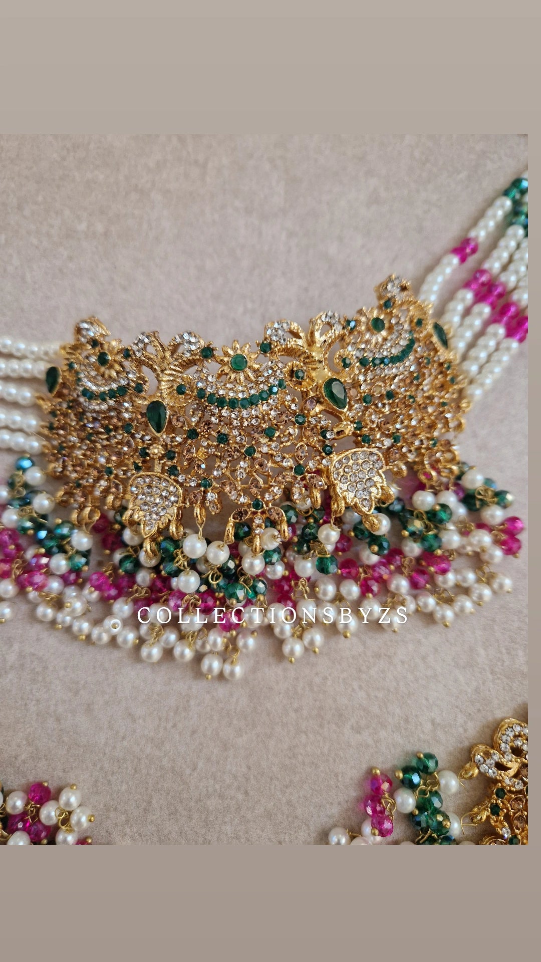 MISBAH  -  Sea Green & Shocking Pink Pakistani Jewellery set
