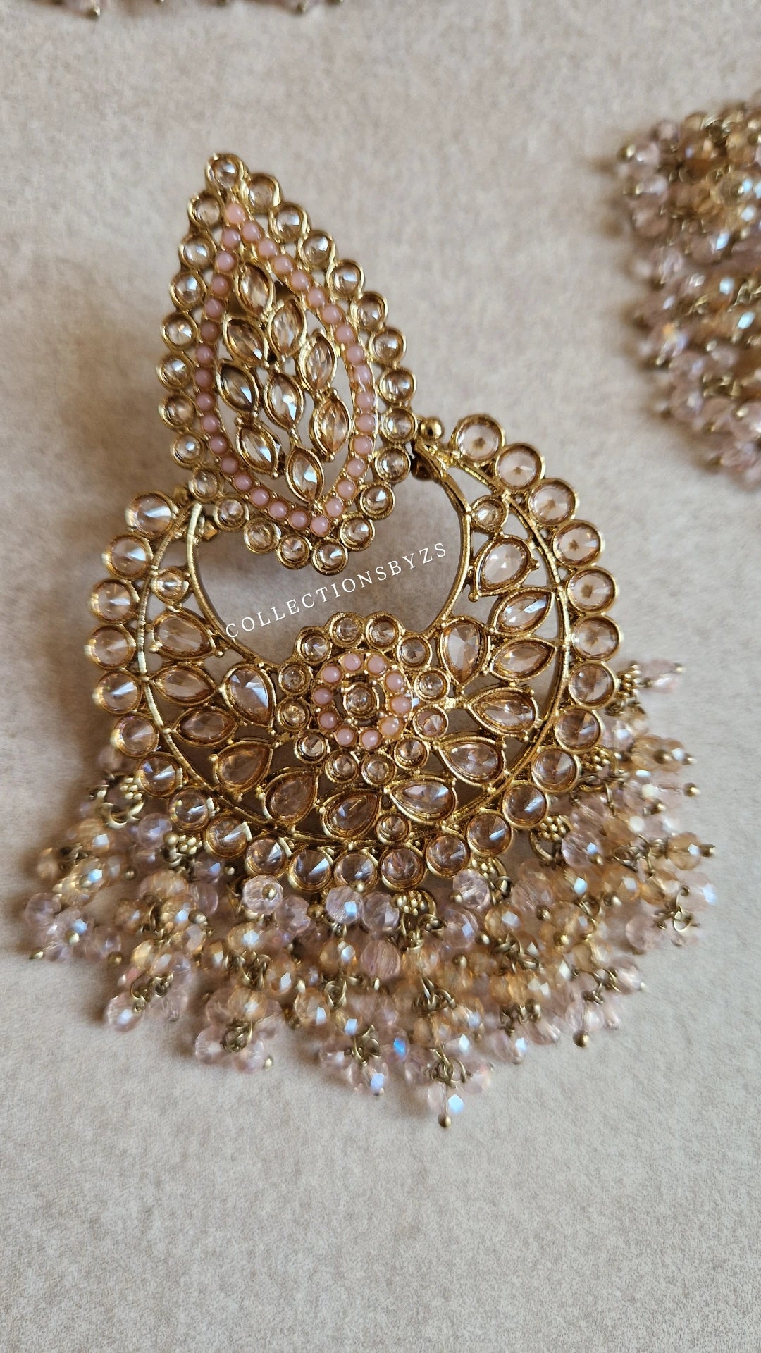 REEM- Beautiful Indian Oversized Necklace Jewellery Set- BABY PINK