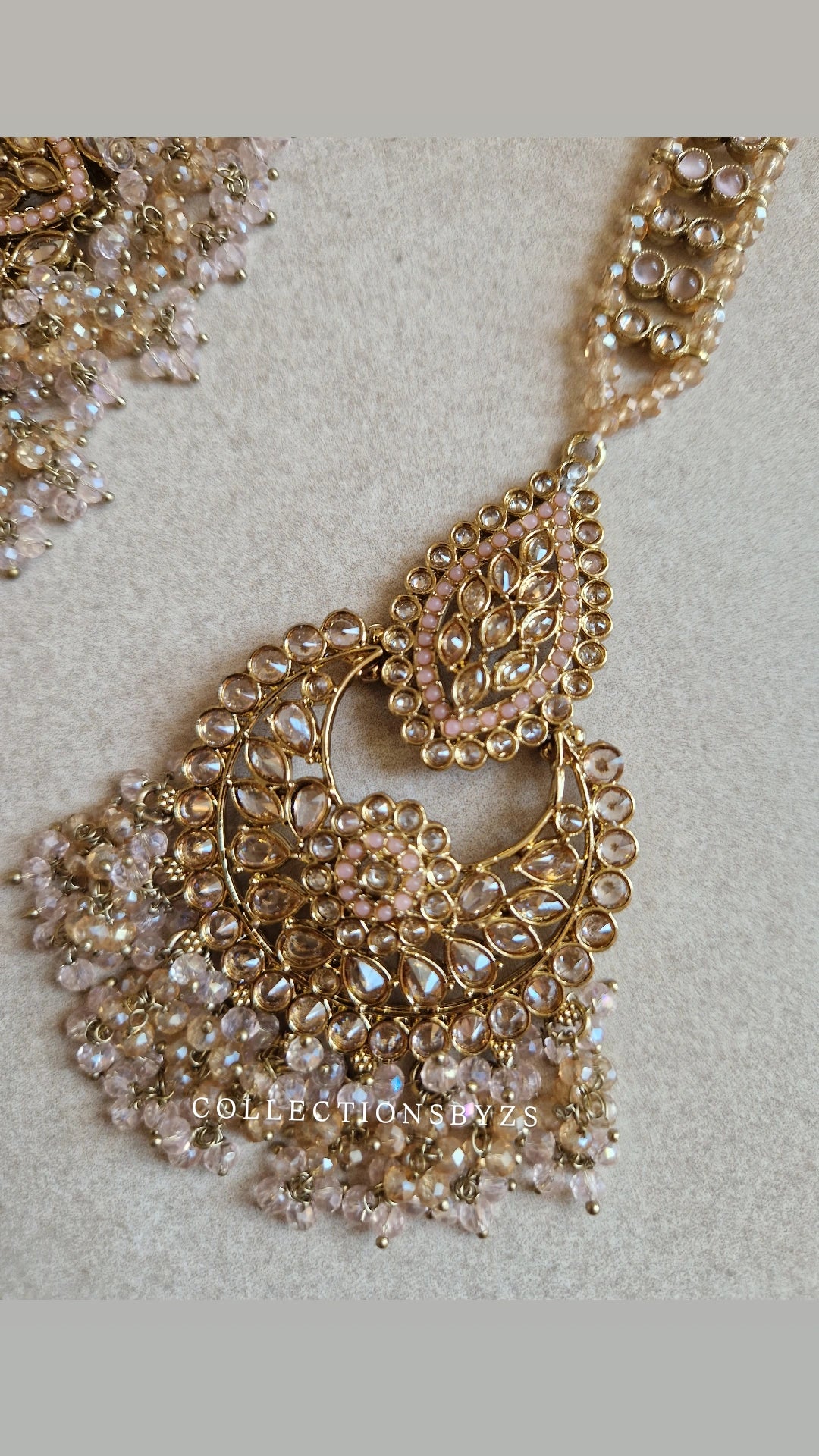 REEM- Beautiful Indian Oversized Necklace Jewellery Set- BABY PINK