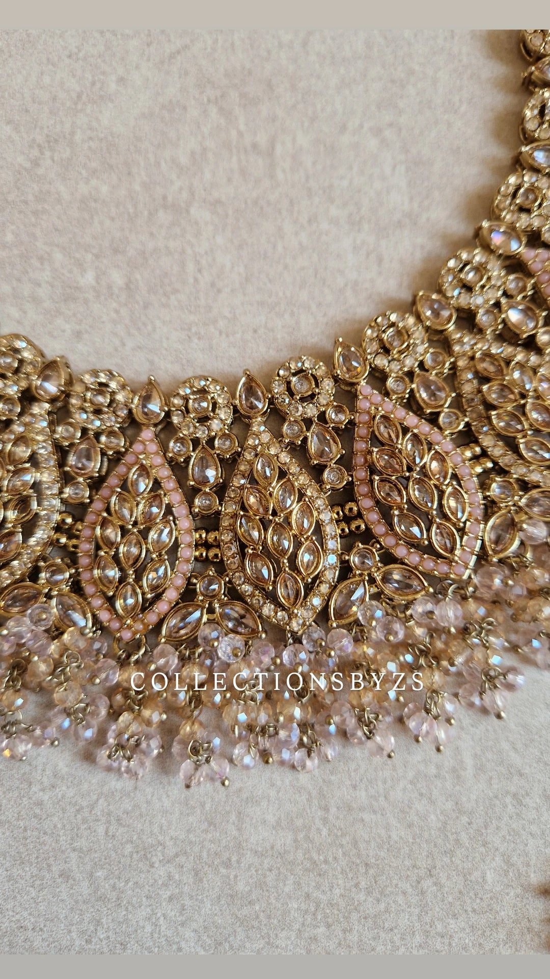 REEM- Beautiful Indian Oversized Necklace Jewellery Set- BABY PINK