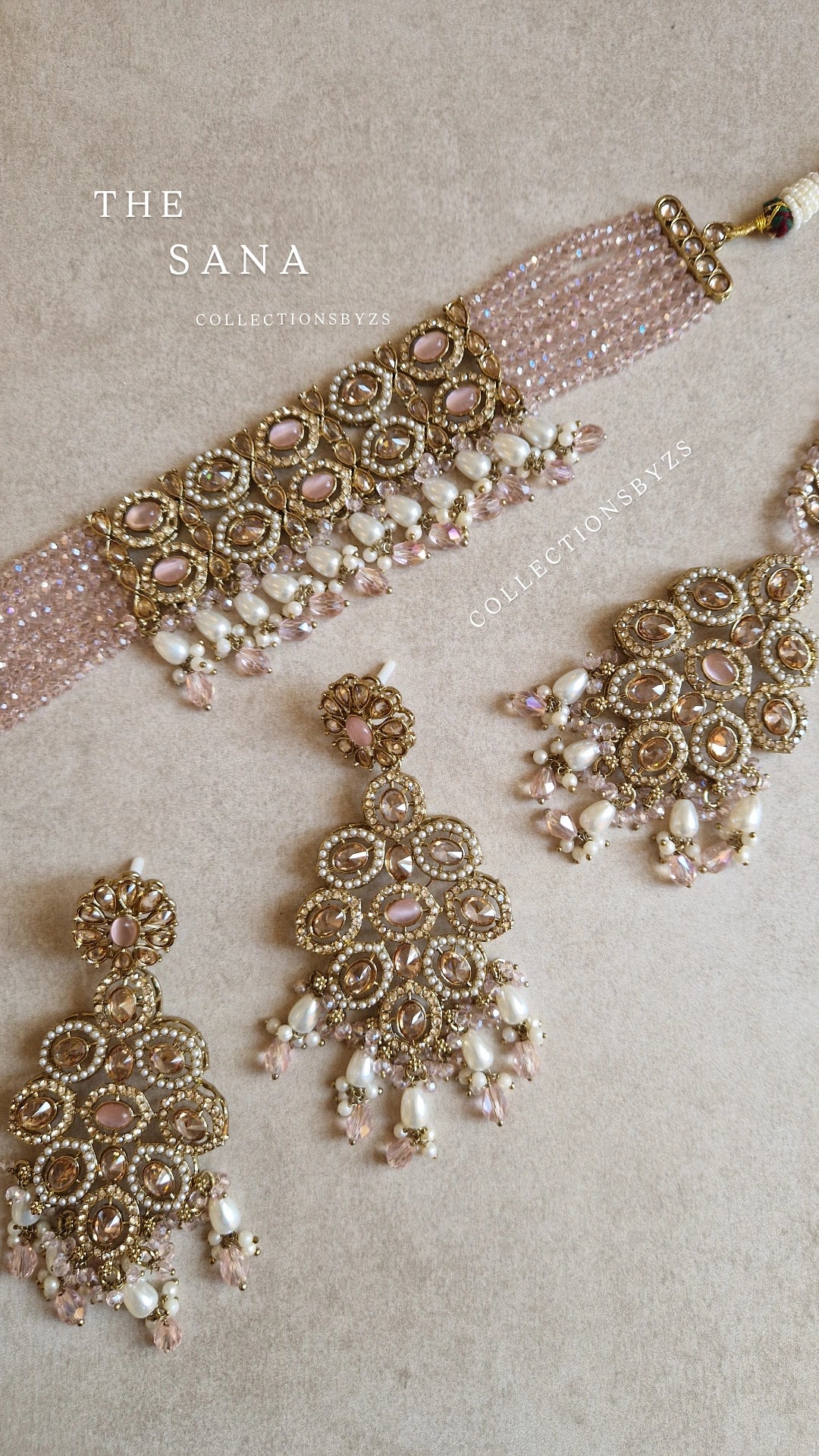 SANA - Elegant Reverse AD Indian Choker Set - PINK