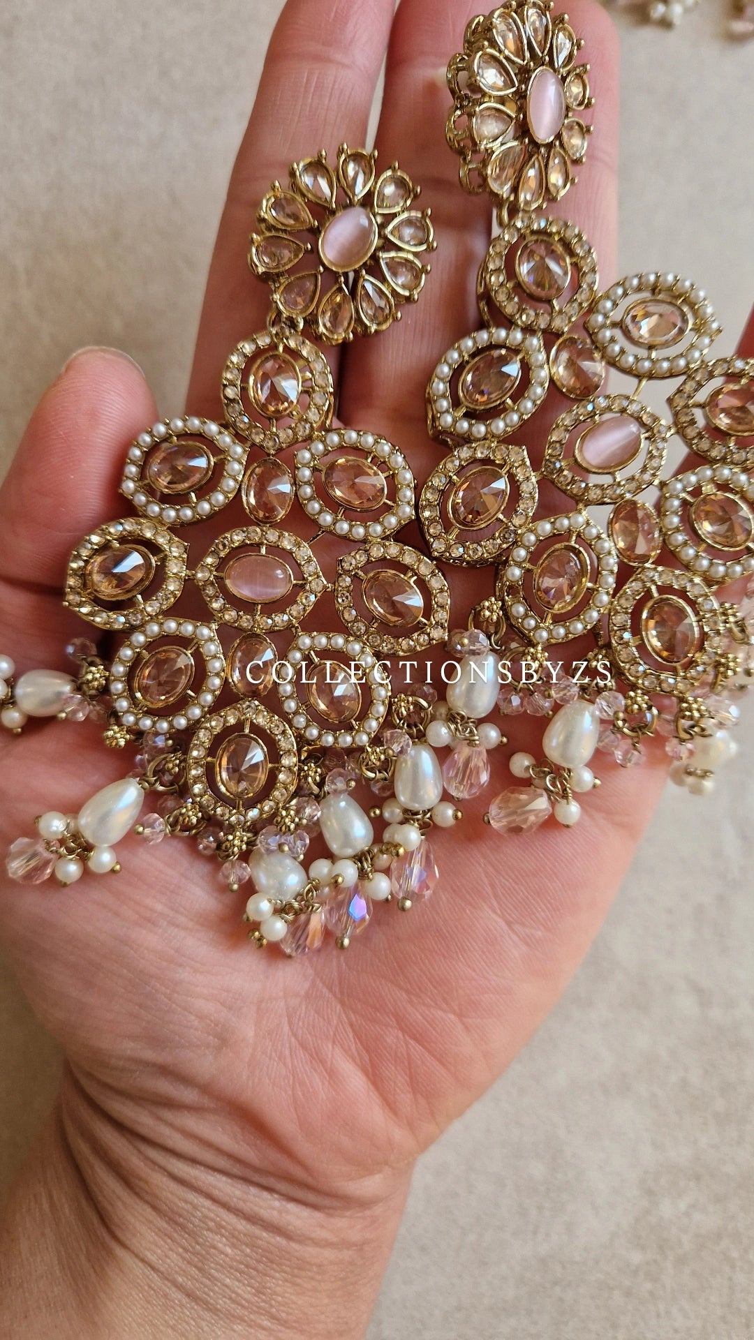 SANA - Elegant Reverse AD Indian Choker Set - PINK