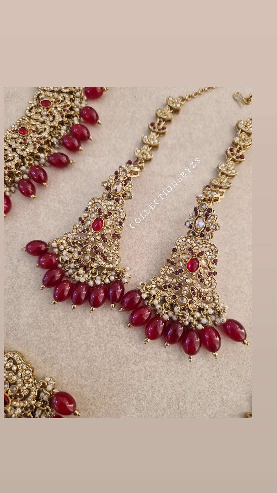 RUKSAR : 4 Piece Indian Jewellery Set - Partywear/Semi Bridal - MAROON