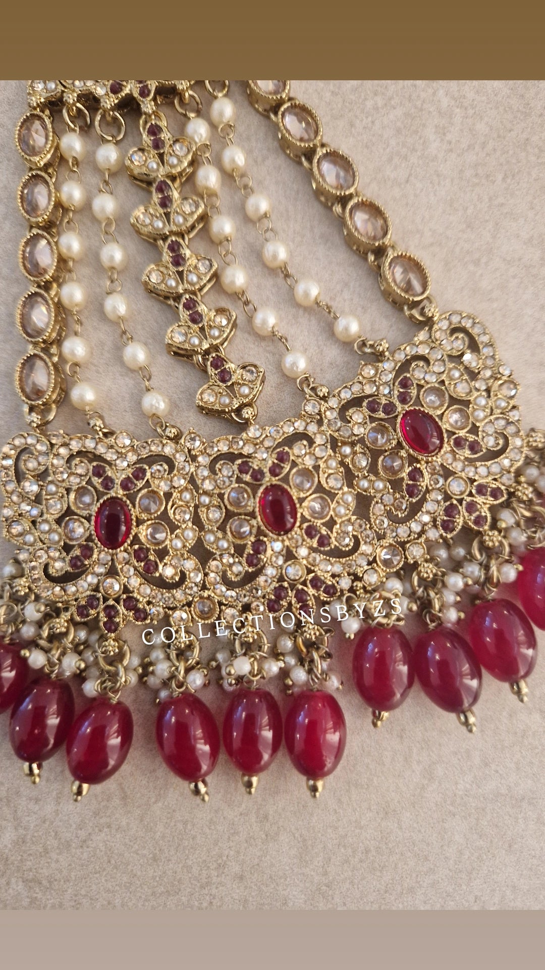 RUKSAR : 4 Piece Indian Jewellery Set - Partywear/Semi Bridal - MAROON