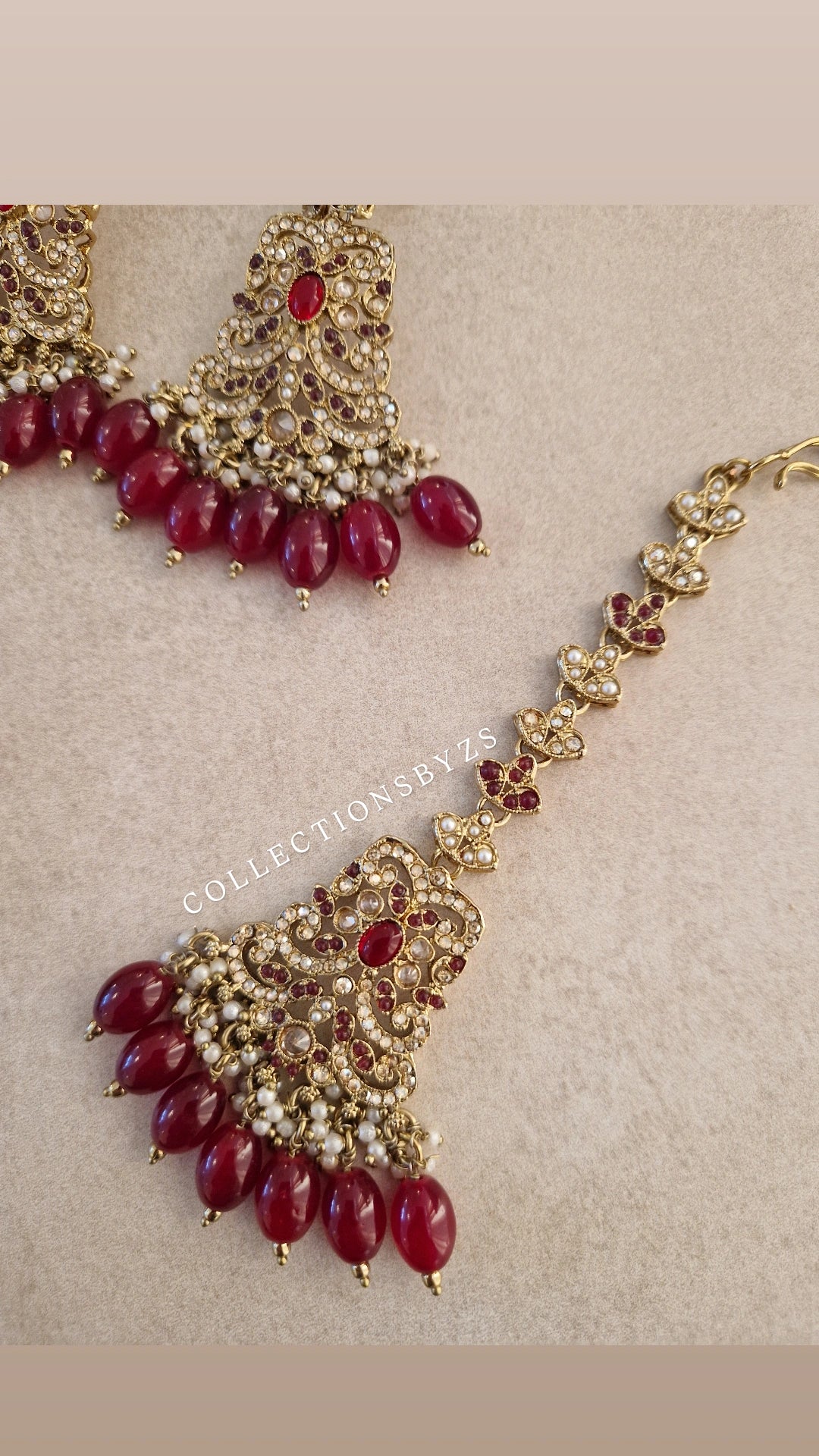 RUKSAR : 4 Piece Indian Jewellery Set - Partywear/Semi Bridal - MAROON