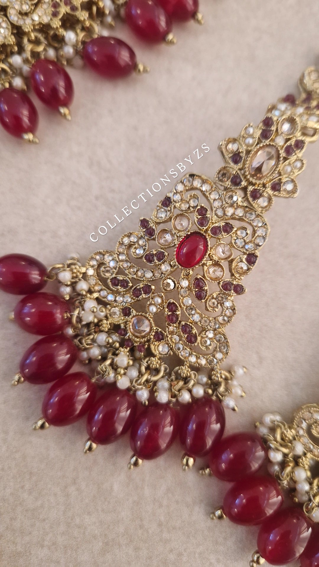 RUKSAR : 4 Piece Indian Jewellery Set - Partywear/Semi Bridal - MAROON