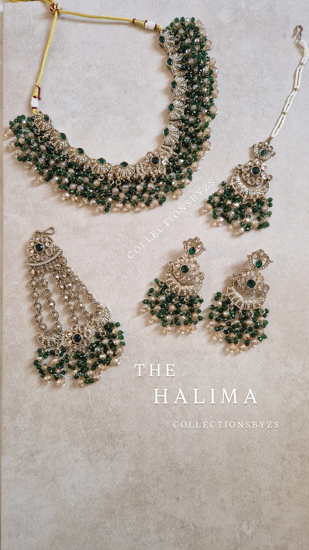 HALIMA- Beautiful Indian 4 piece Necklace Set - GREEN