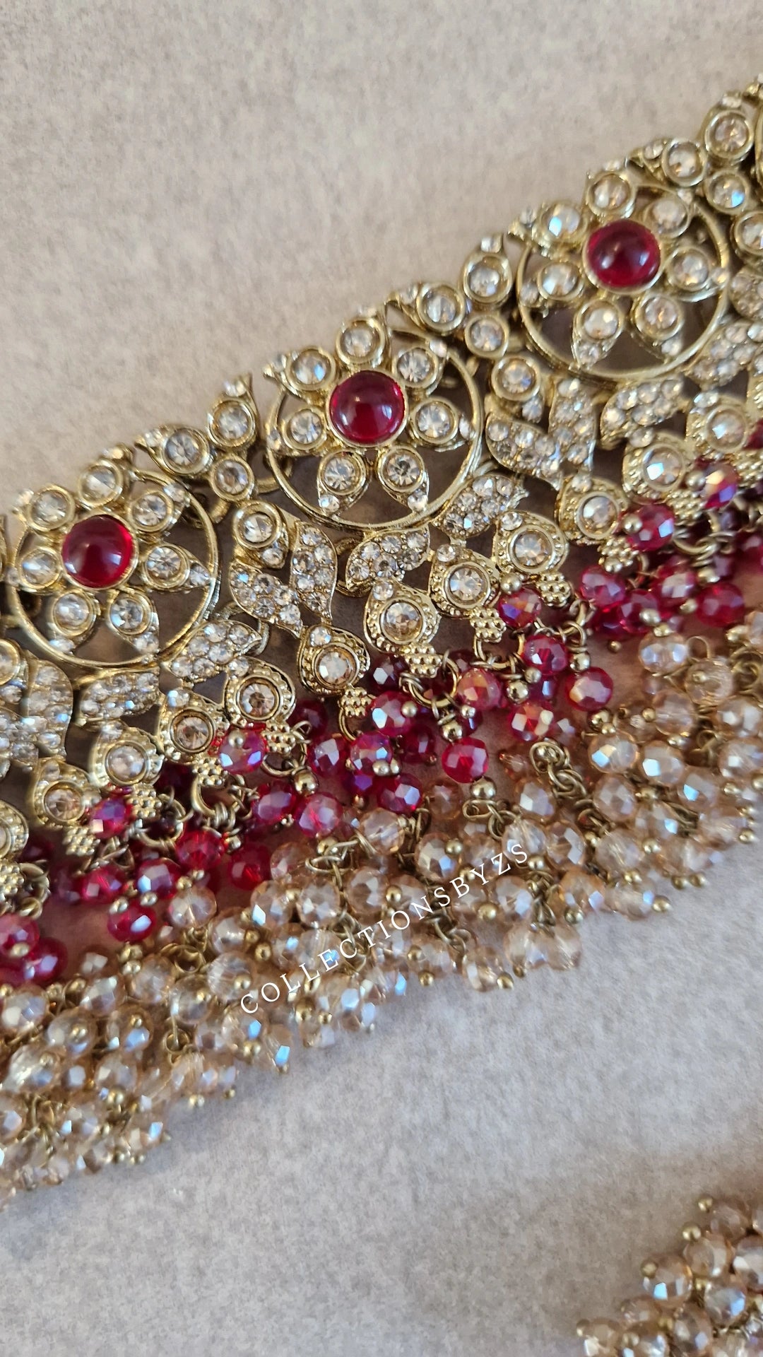 IRSA- Stunning Elegant Indian Choker Set Semi Bridal/ Party wear - RED AND GOLD