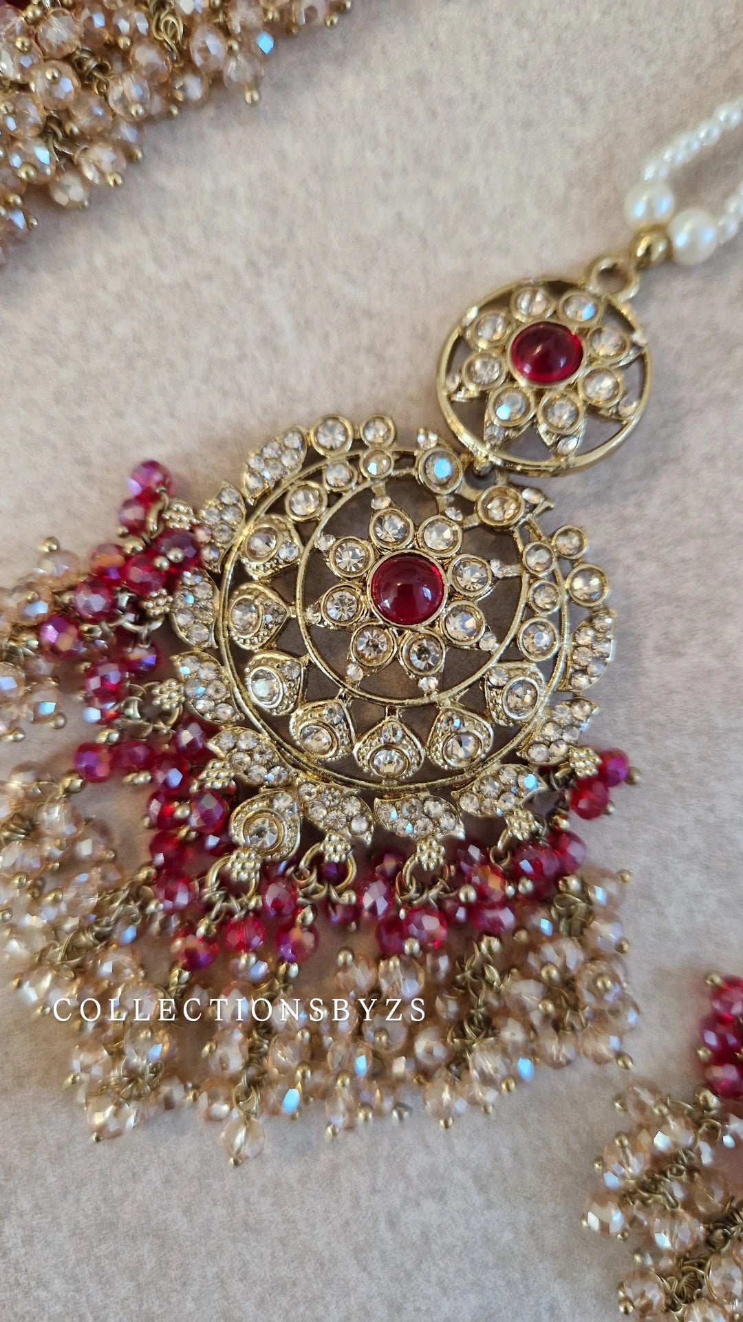 IRSA- Stunning Elegant Indian Choker Set Semi Bridal/ Party wear - RED AND GOLD