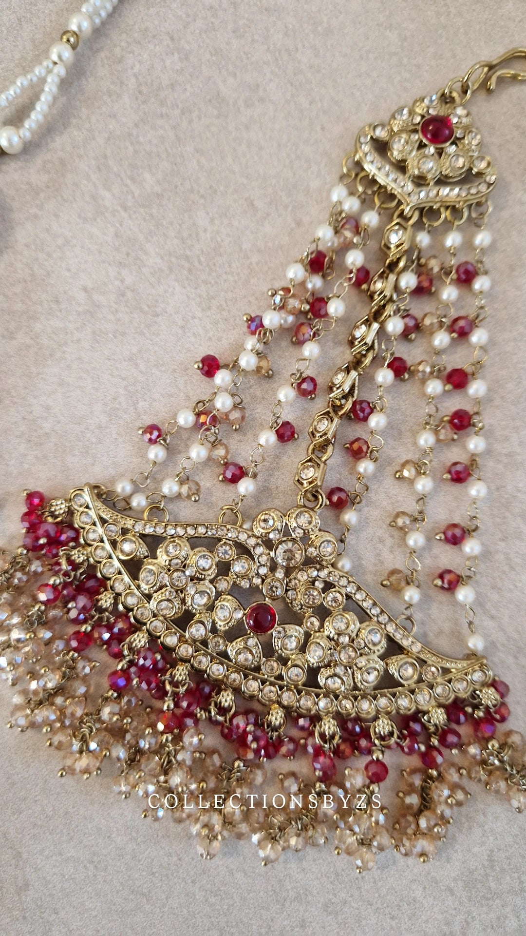 IRSA- Stunning Elegant Indian Choker Set Semi Bridal/ Party wear - RED AND GOLD