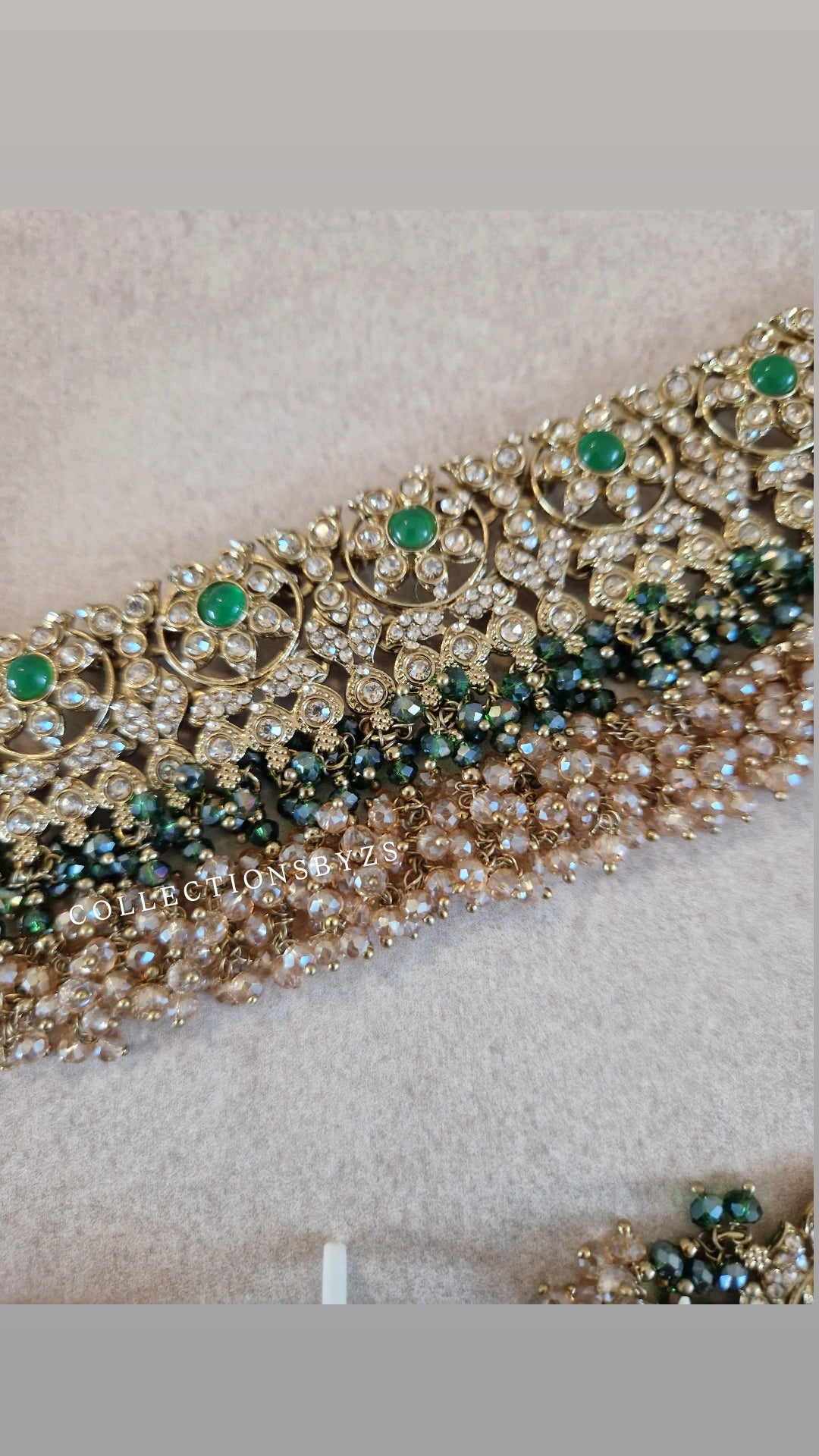 IRSA- Stunning Elegant Indian Choker Set Semi Bridal/ Party wear - DARK GREEN
