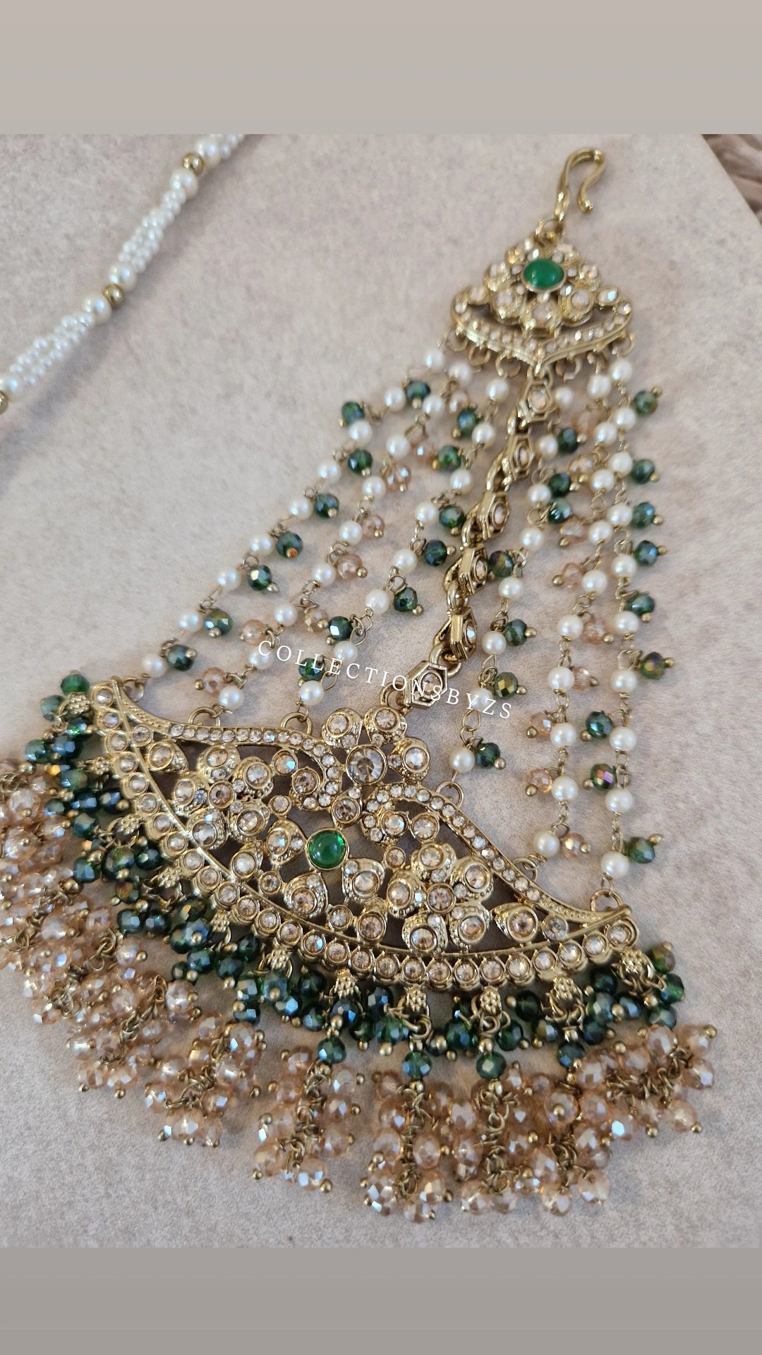 IRSA- Stunning Elegant Indian Choker Set Semi Bridal/ Party wear - DARK GREEN