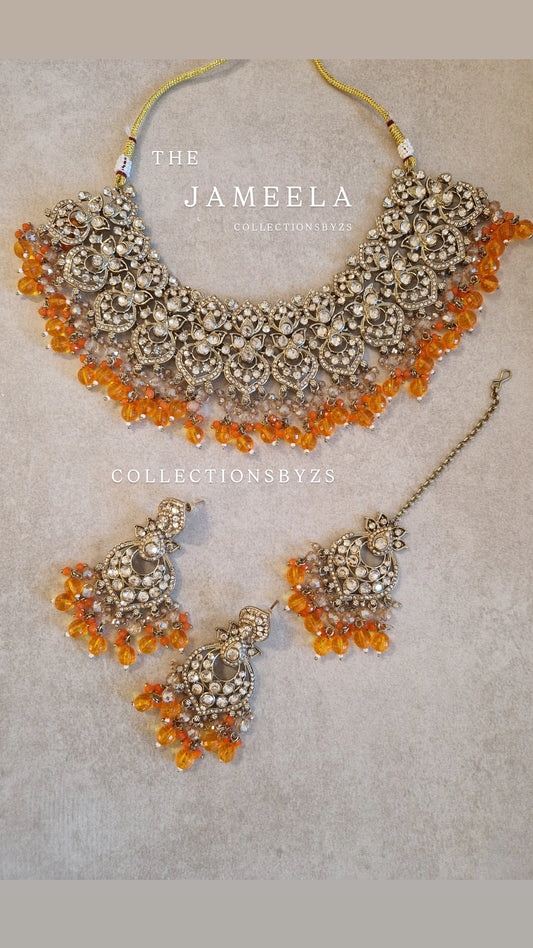 JAMEELA - IMPERFECT- Read description - Indian Party Wear Set - ORANGE