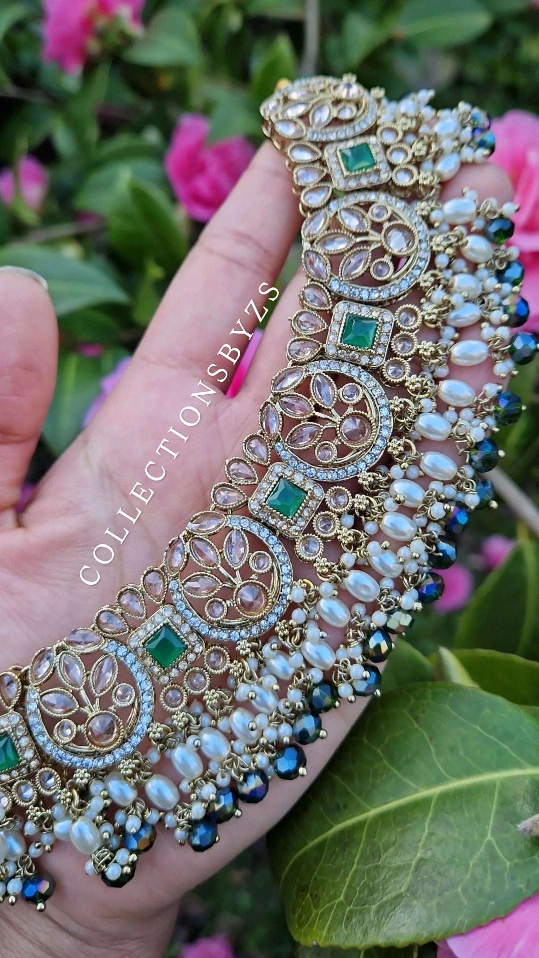 DINA- Elegant Indian Party Jewellery Set - DARK GREEN