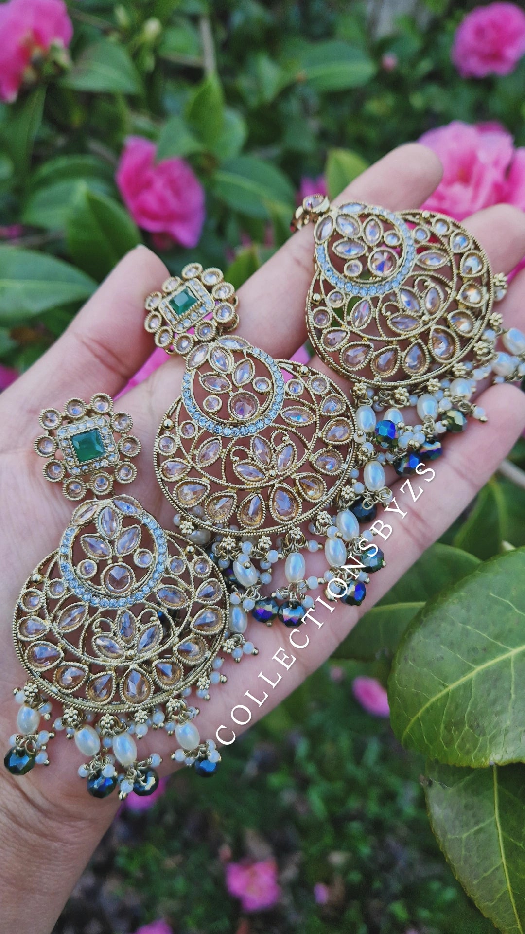 DINA- Elegant Indian Party Jewellery Set - DARK GREEN