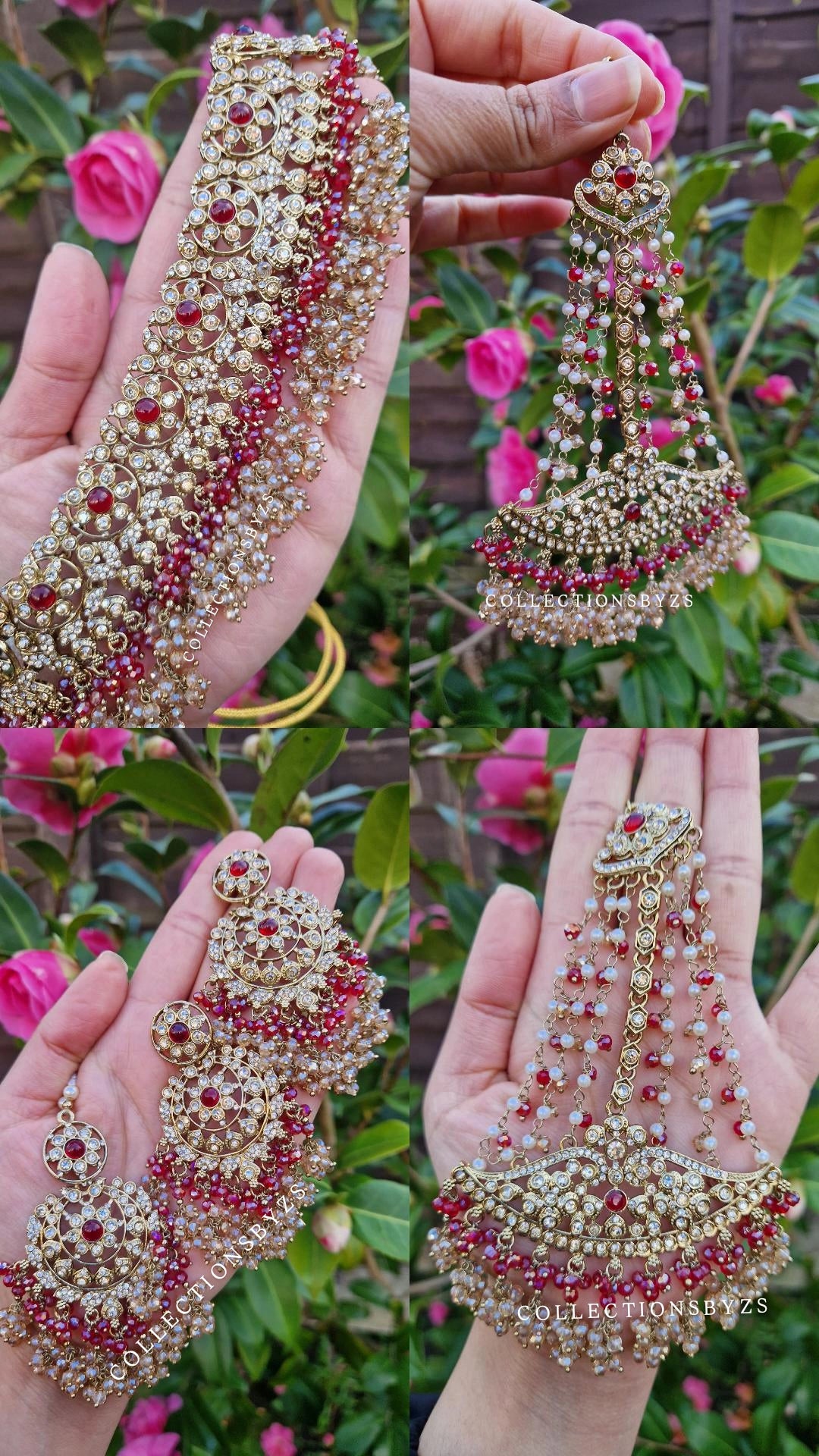 IRSA- Stunning Elegant Indian Choker Set Semi Bridal/ Party wear - RED AND GOLD