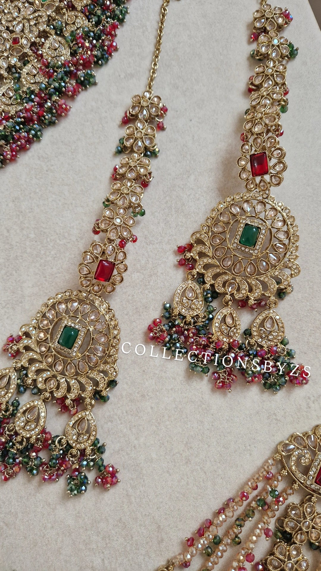 YASMIN - Beautiful Indian Bridal Jewellery Set - GREEN AND MAROON