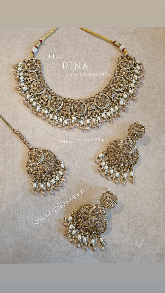 DINA- Elegant Indian Party Jewellery Set - GOLD
